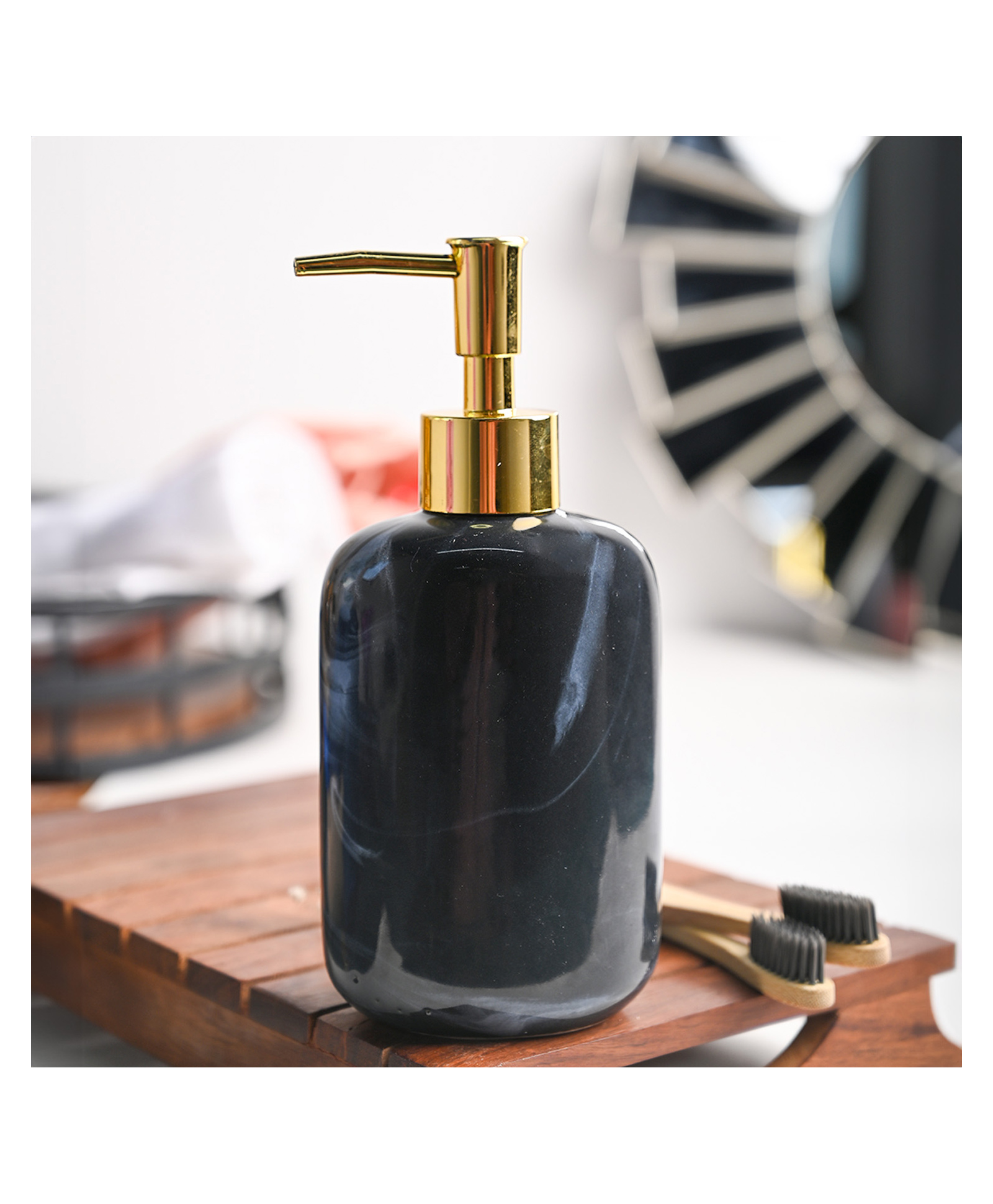 VONCASA Marble Pattern Soap Dispenser - 300 ml-image-31