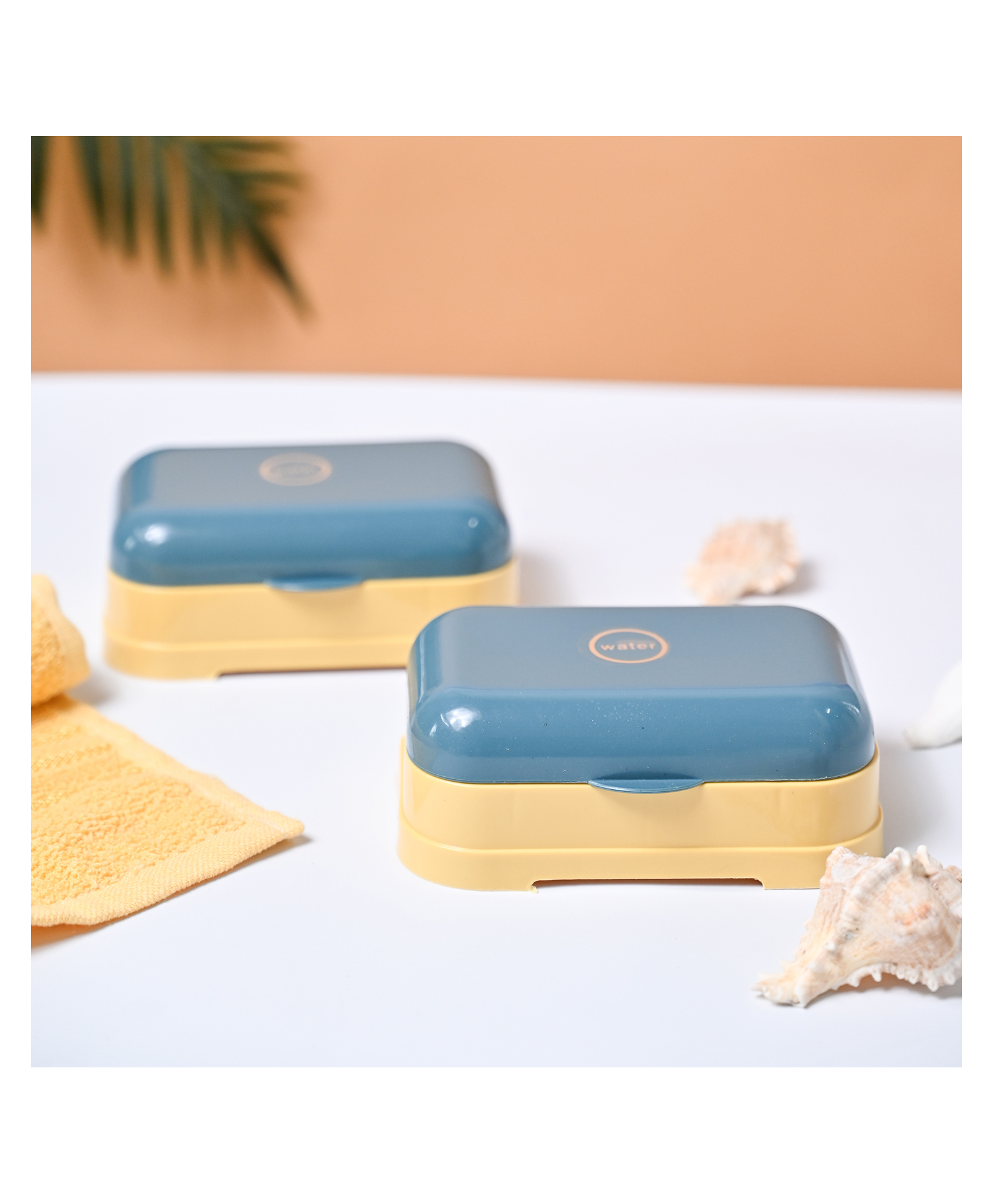 VONCASA Plastic Blue & Yellow Soap Dish - Set Of 2-picture-49