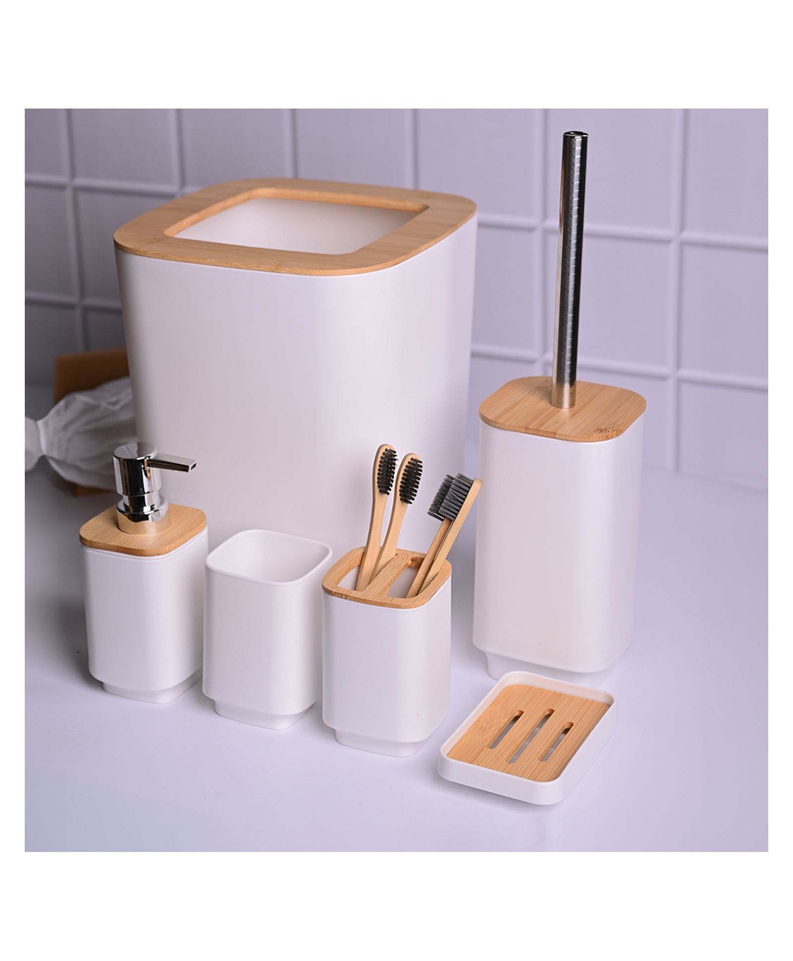 VONCASA Stylish Grey Bathroom Set 6 Pcs - 350 ml-image-14