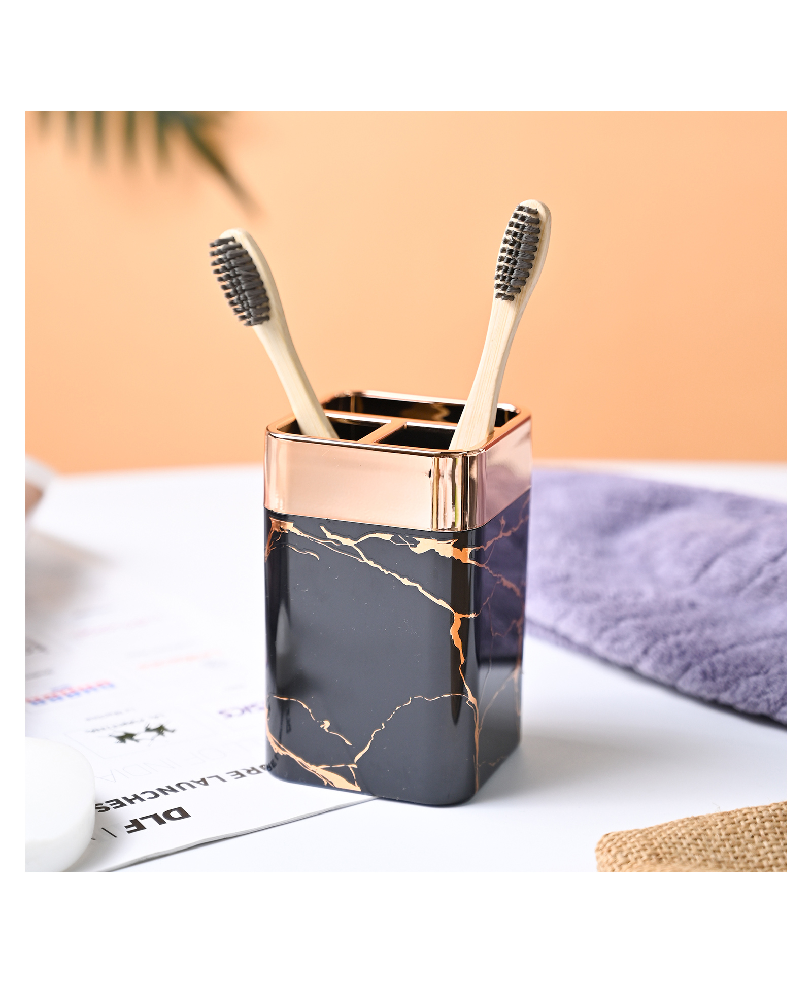 voncasa VON CASA Marble Toothbrush Holder - Black-picture-39