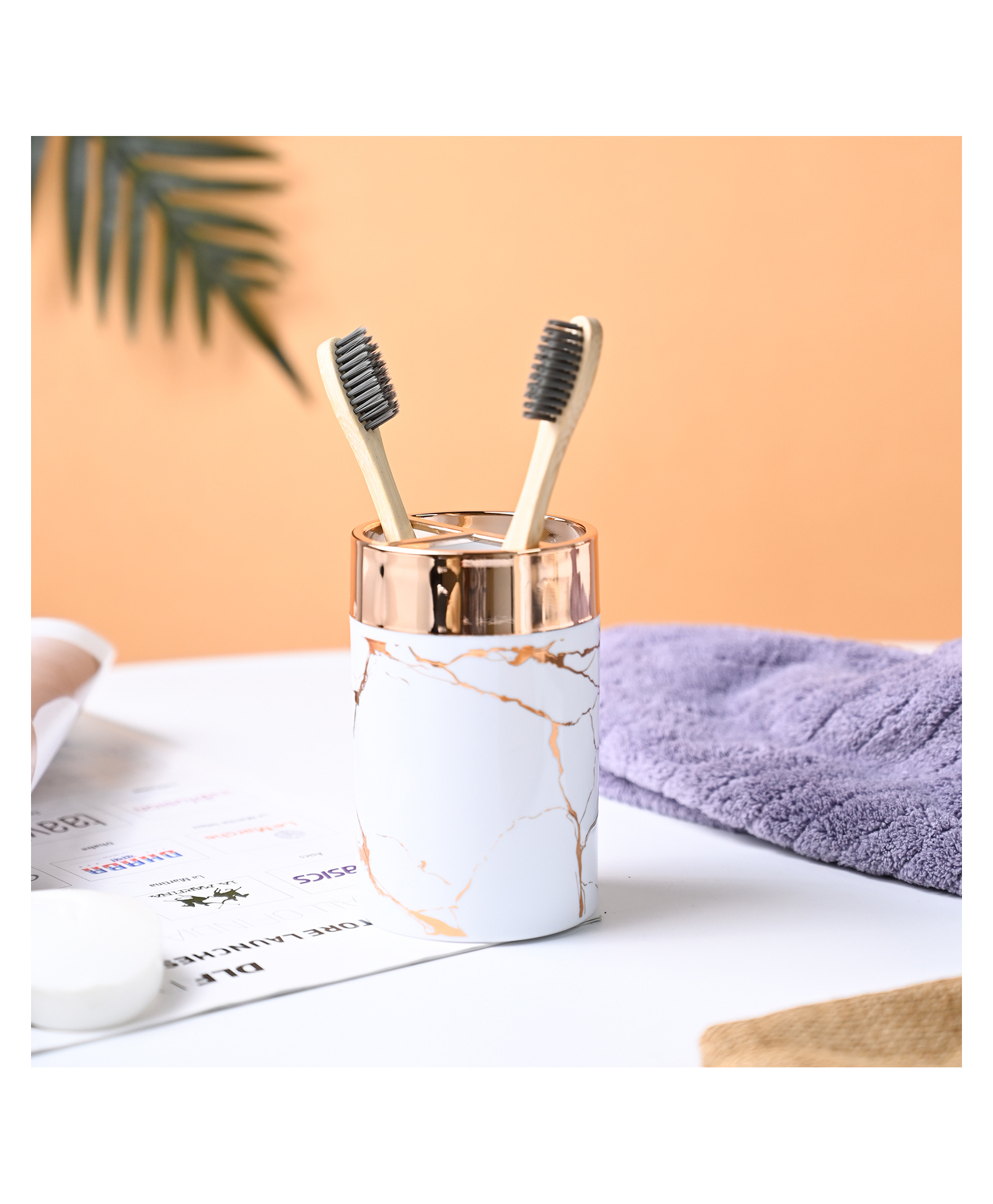 voncasa VON CASA Marble Toothbrush Holder - White-picture-38