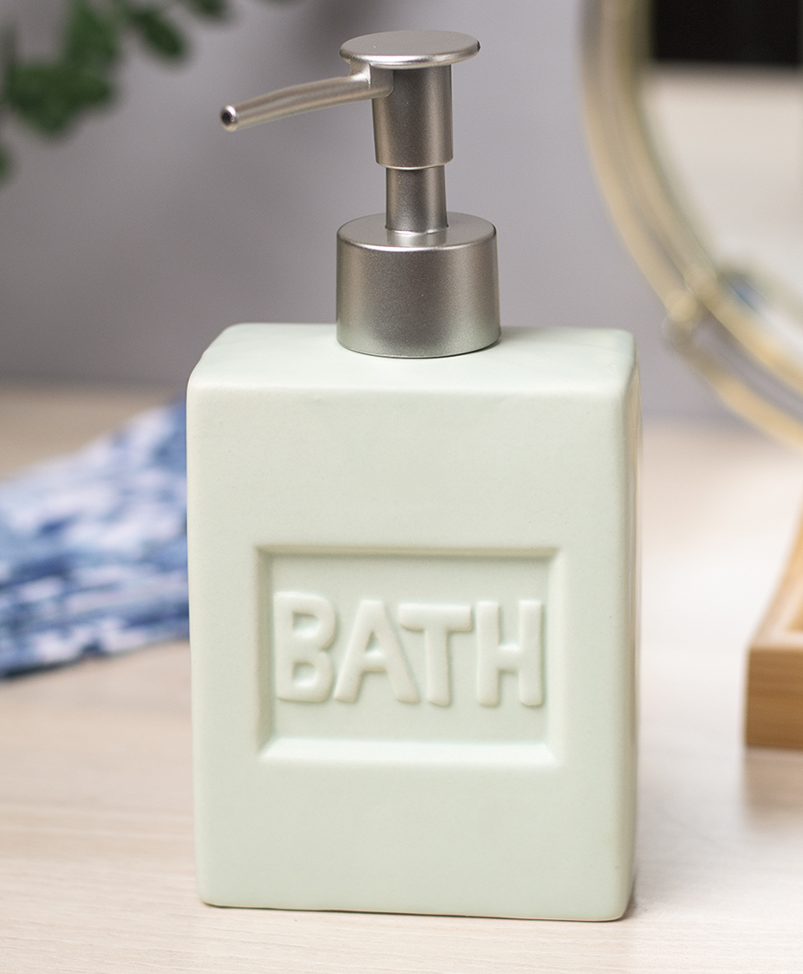 VONCASA Green Ceramic Liquid Soap Dispenser - Plain, Bath Accessories - 350 ml-picture-16