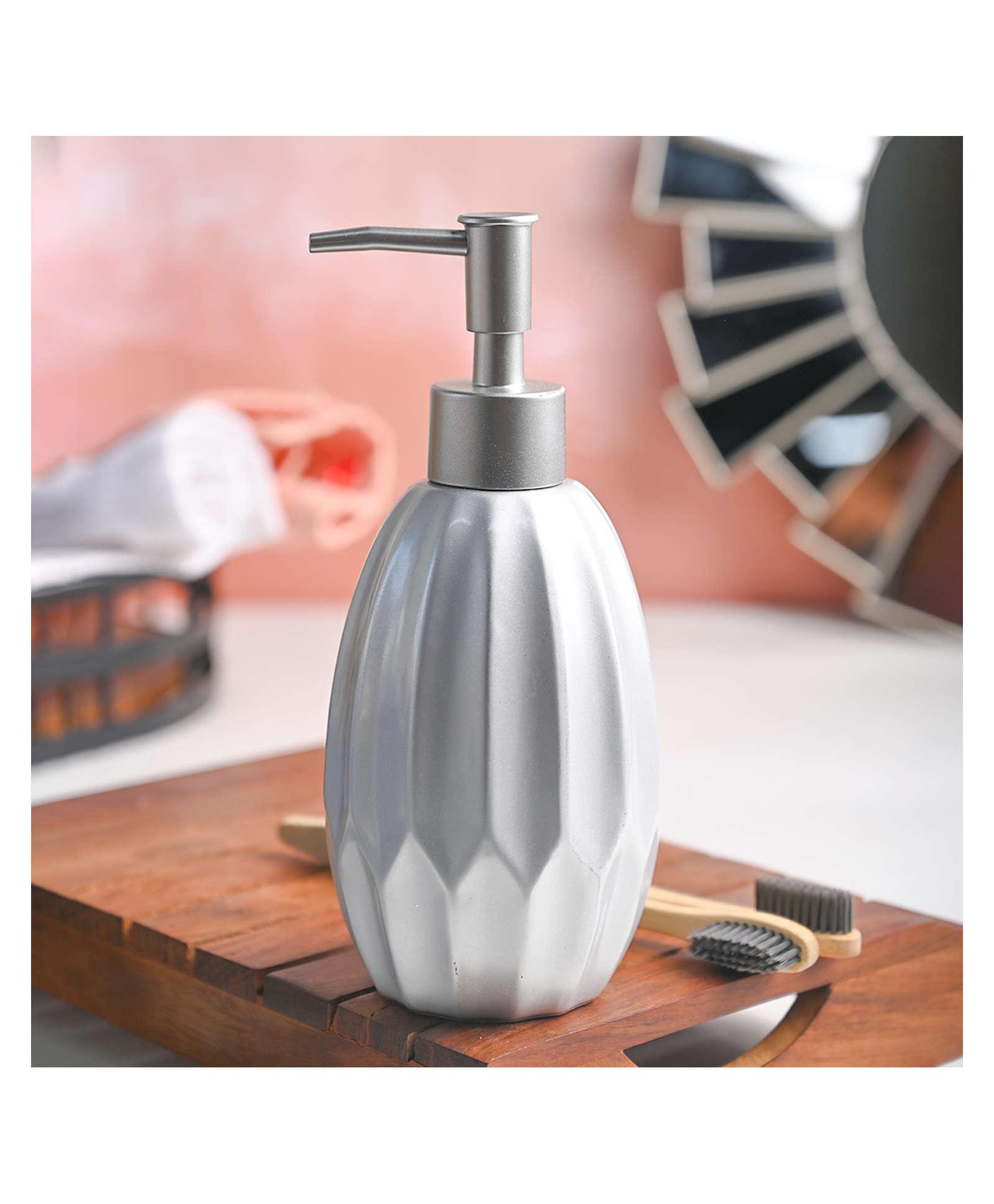 VONCASA Silver Soap Dispenser - 400 ml-picture-20