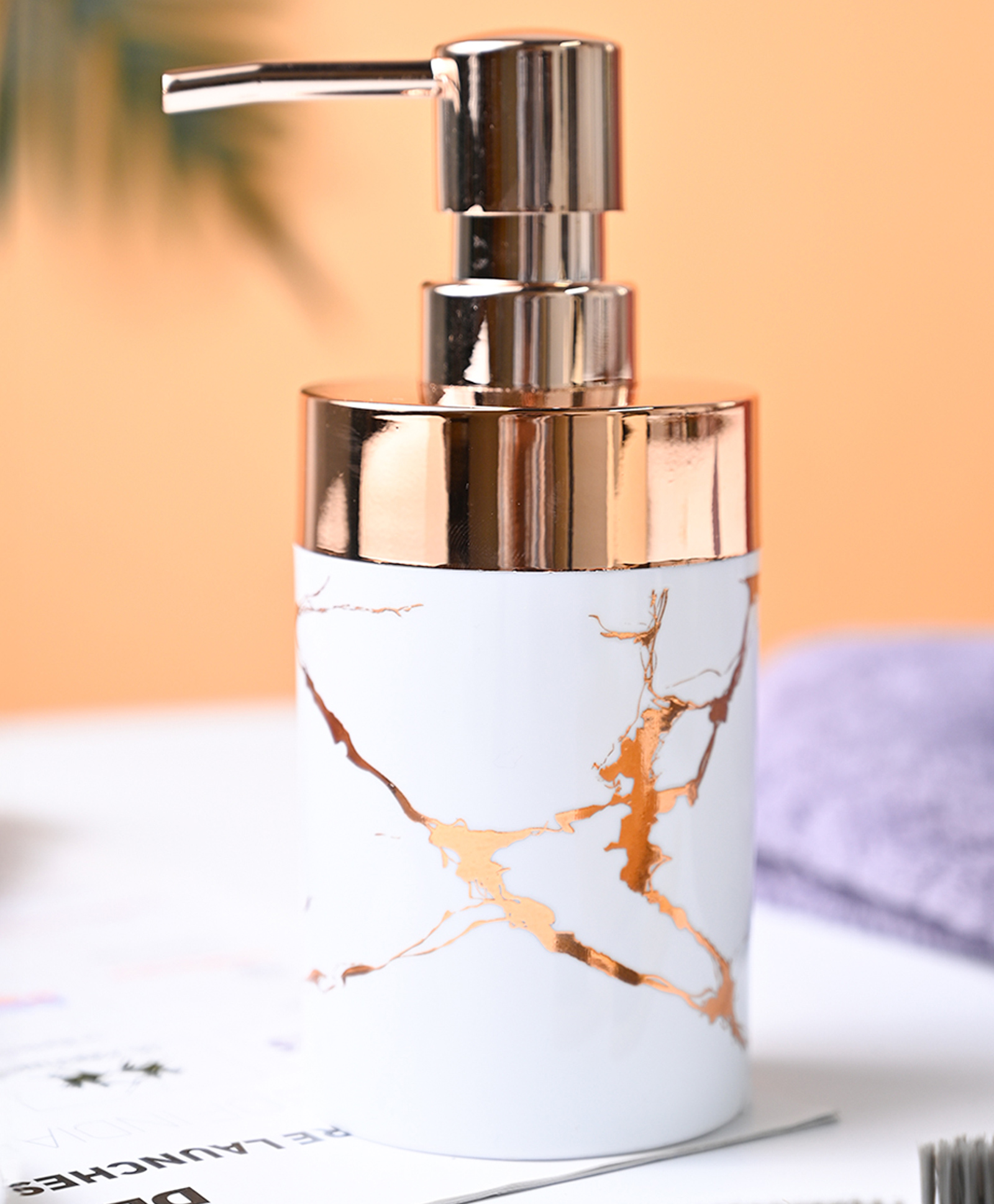 Voncasa Marble Soap Dispenser - White - 280 ml-picture-28