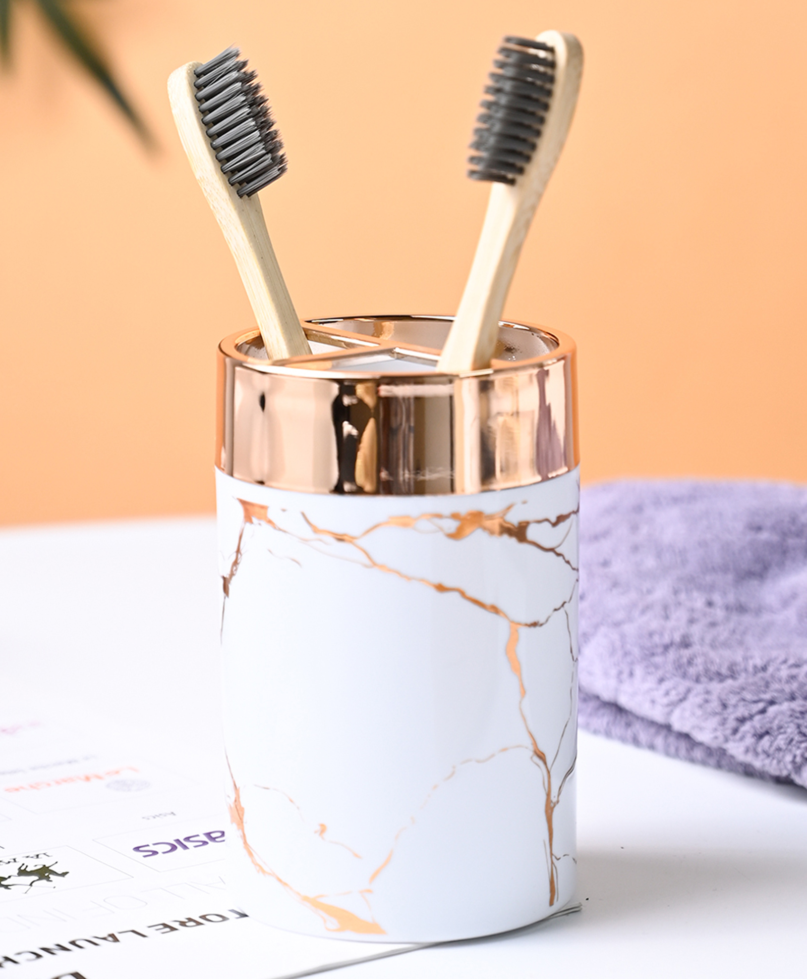 Voncasa Marble Toothbrush Holder - White-picture-26