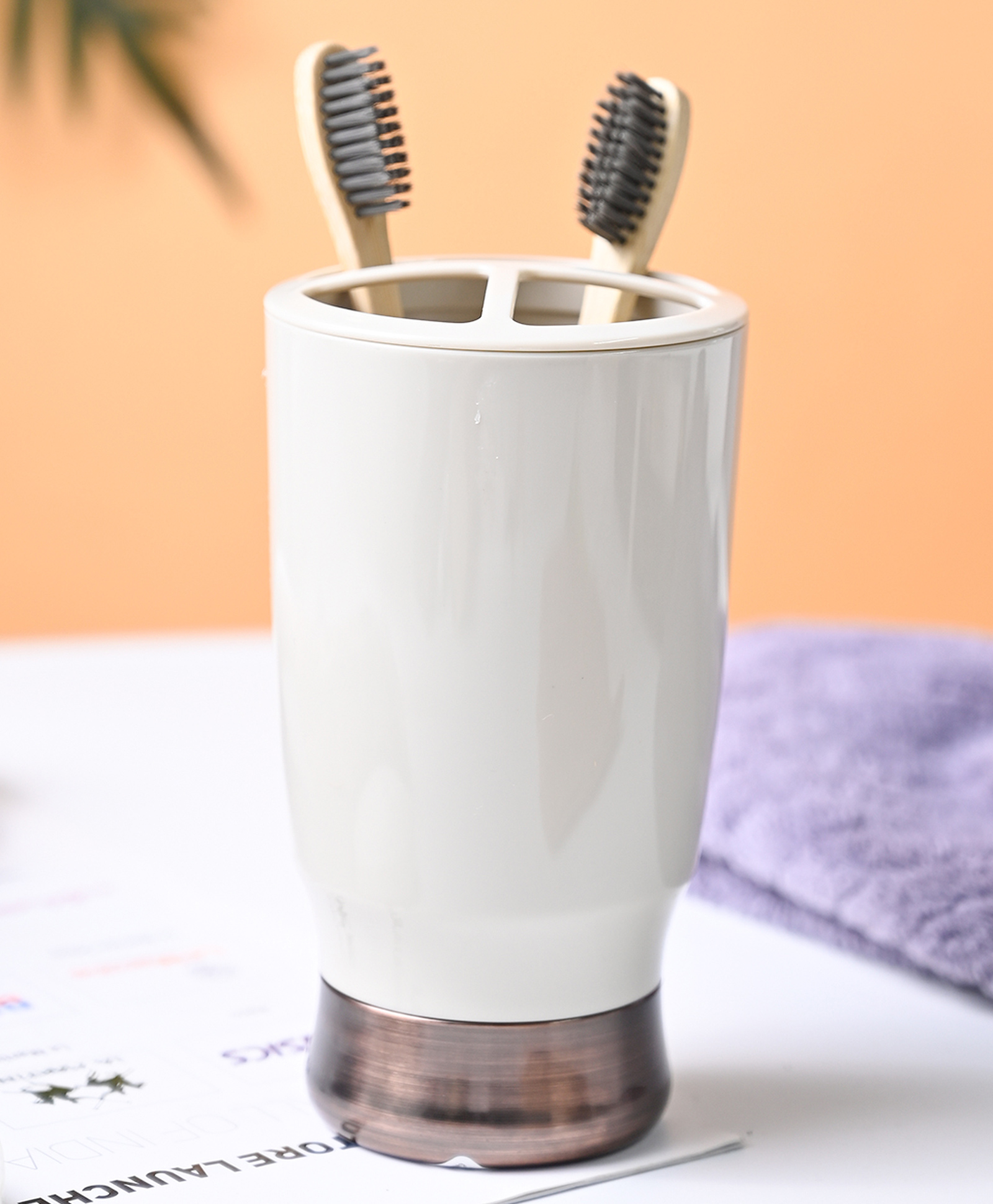 Voncasa Off White Toothbrush Holder - White-picture-25