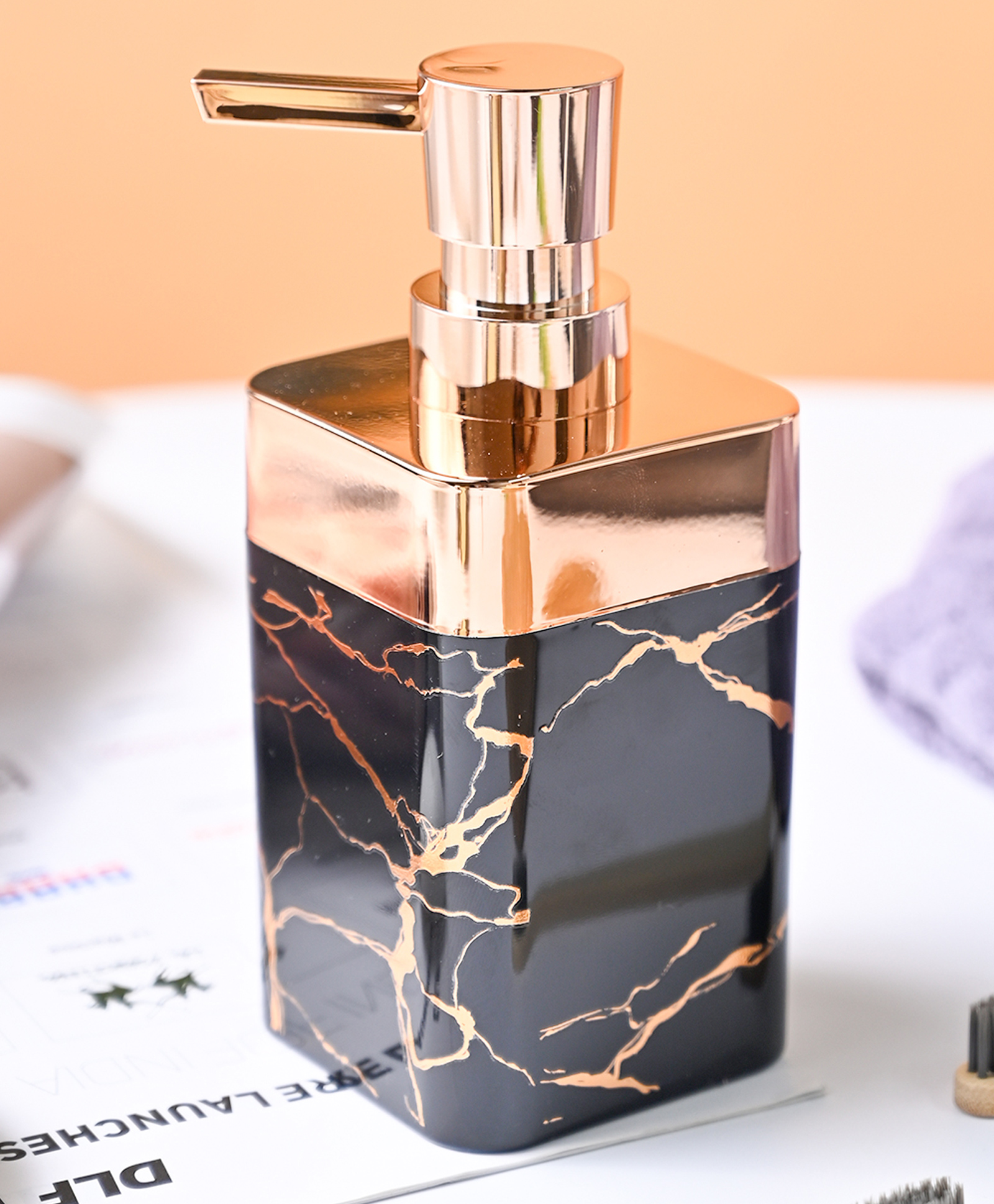 Voncasa Marble Soap Dispenser - Black - 330 ml-image-10