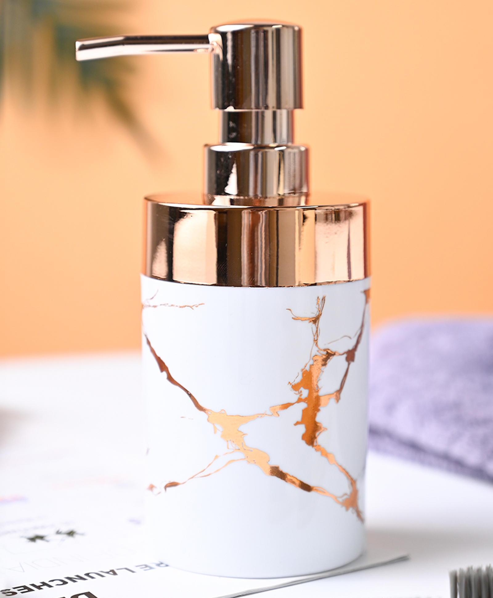 Voncasa Marble Soap Dispenser - White - 280 ml-picture-19