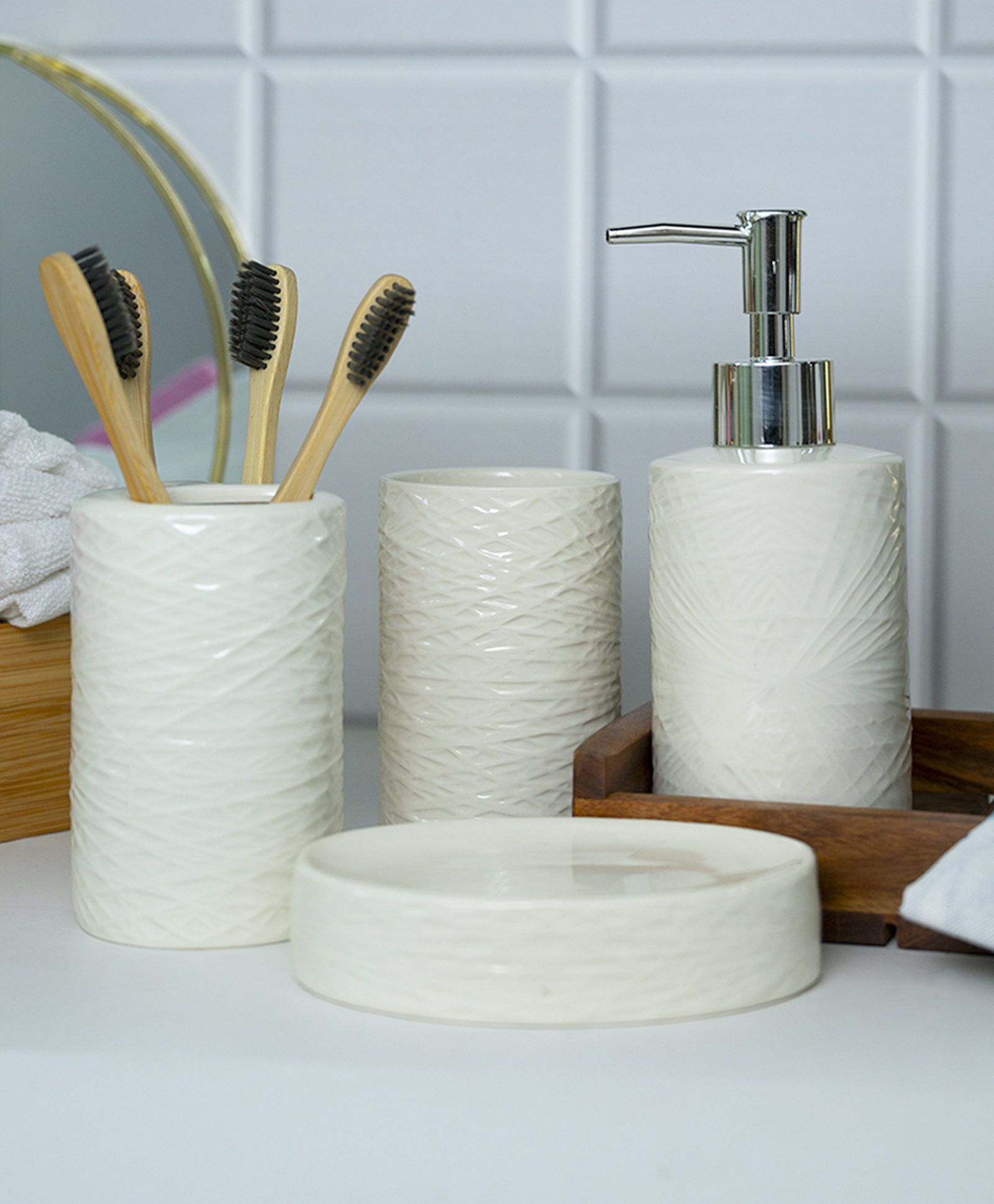 VONCASA Black Ceramic Soap Dispenser - Stone Finish, Bath Accessories-image-21