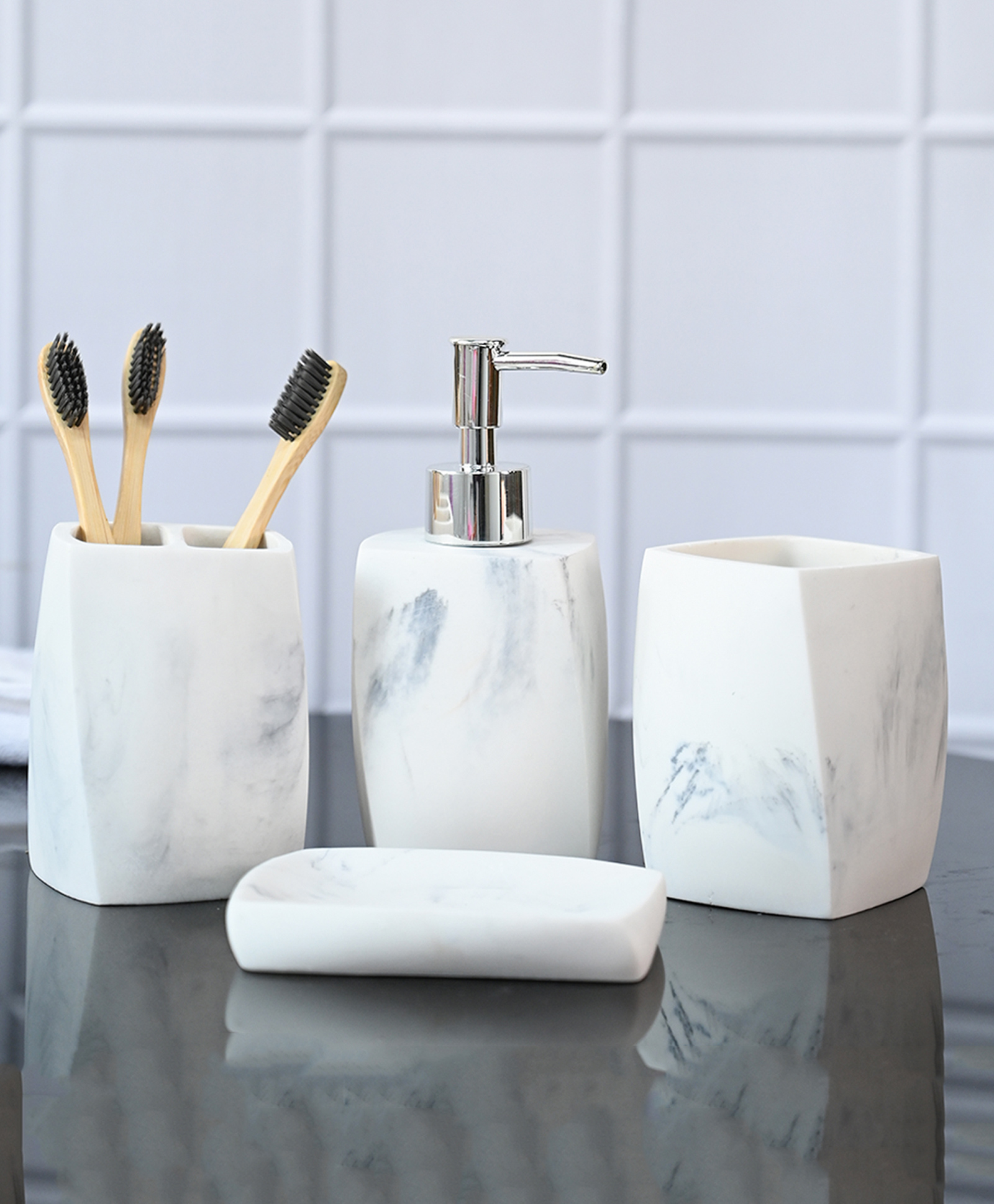 Voncasa Stylish Ivory Bathroom Set 4 Pcs - 350 ml-image-47