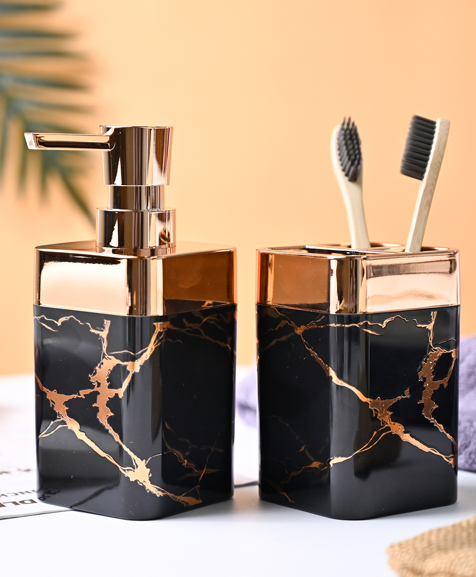 Voncasa Marble TexturedBathroom Set - Black-image-23
