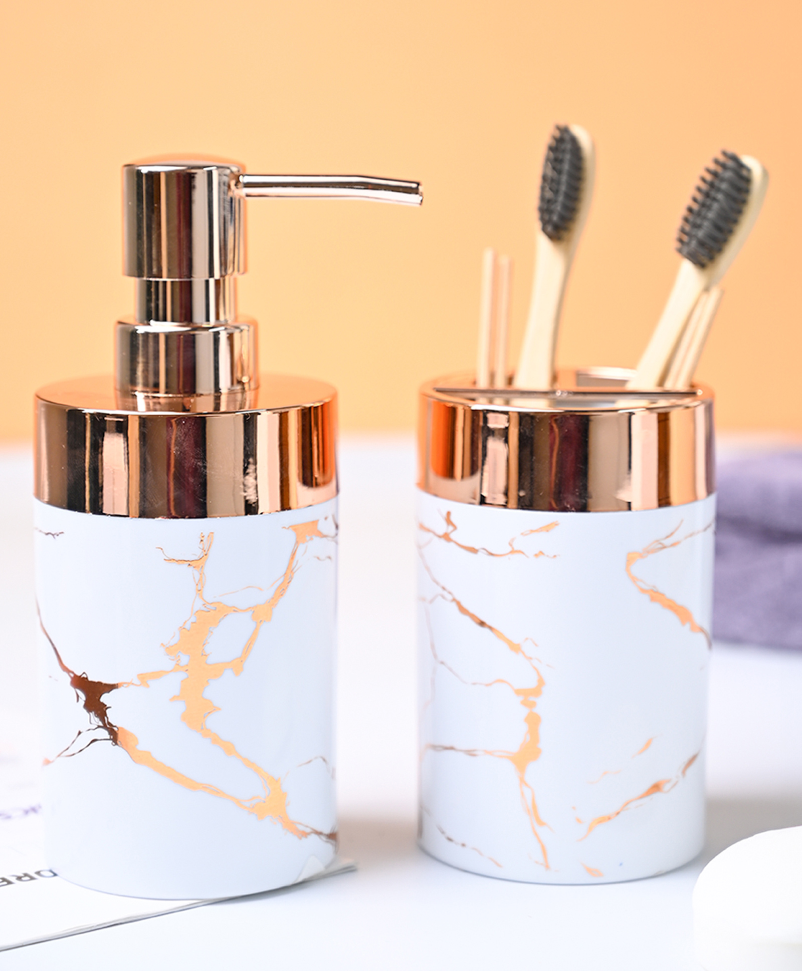 Voncasa Marble Bathroom Set - White-image-46