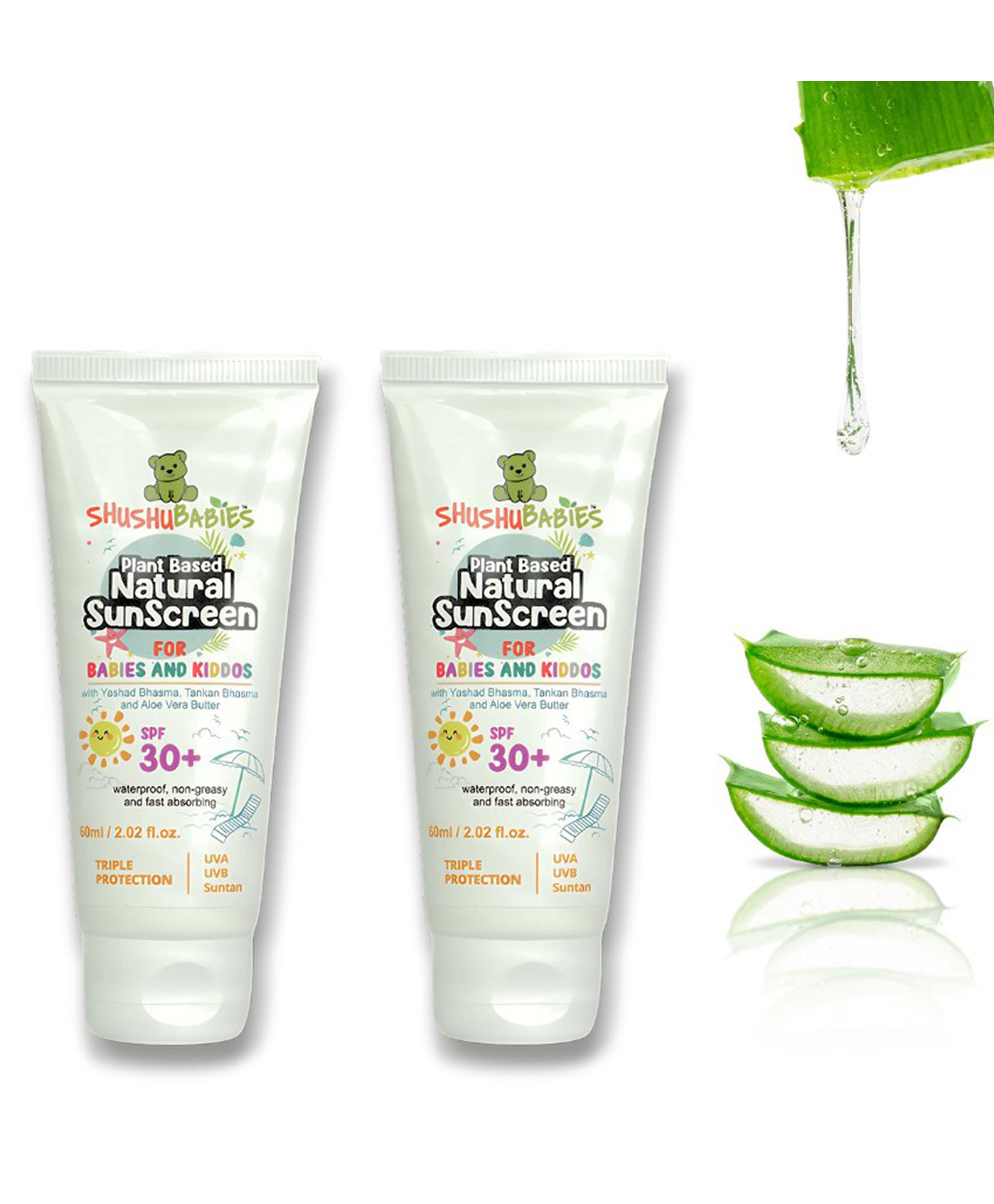ShuShu Babies SunScreen SPF 30+: Sun Protection for Babies & Kids-(pack of 2) 60 ml Each-image-1