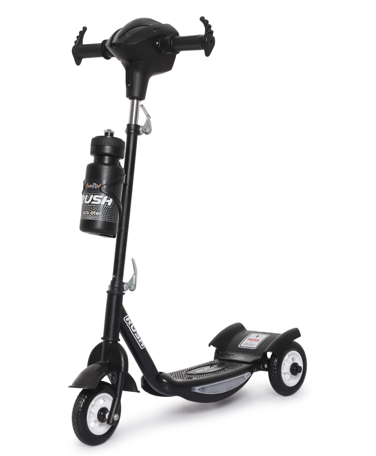 Funride Kids Scooter Rush DX with Lights and MusicThree Wheel Kick Scooters With Sipper Adjustable Height And Rear Brake - Black-image-22