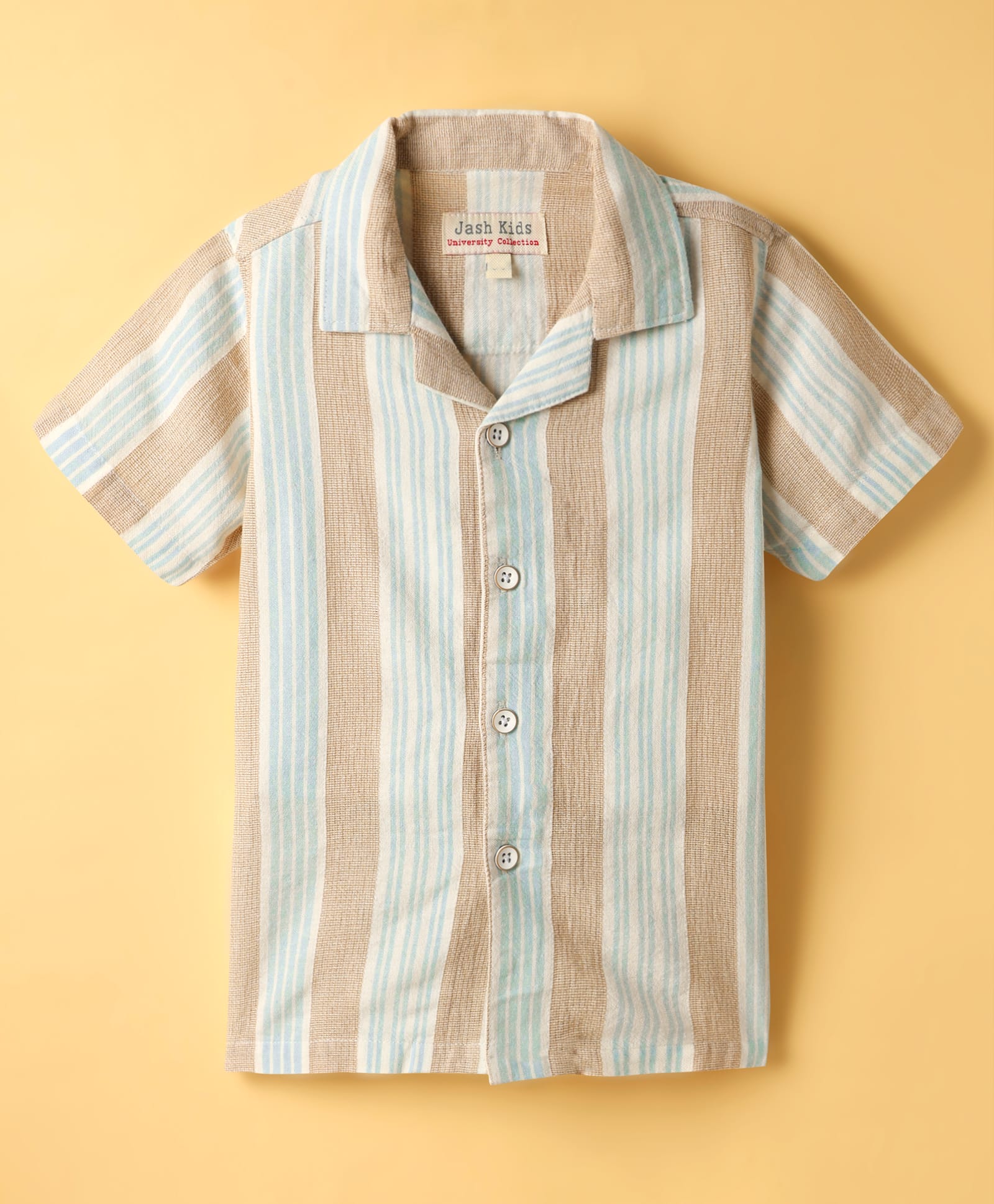 JASH KIDS Cotton Woven Half Sleeves Striped Shirt - Light Blue-picture-47