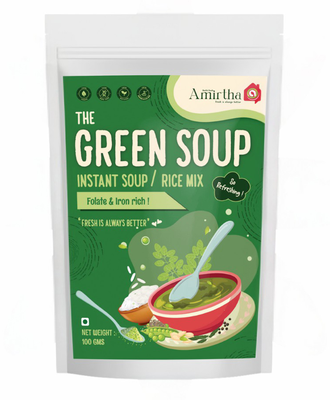 Amirtha Health Foods - The Green Soup | With the Goodness of Moringa | Super Nutritious | With Rice, Dosa, Idly, Rotis | Folate & Zinc rich - 100 g-picture-12
