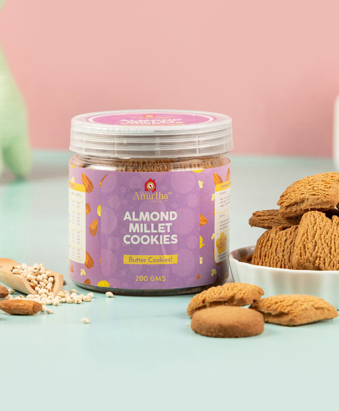 Amirtha Health Foods - Almond Millet Butter Cookies | NO JUNK cookies | 100% Pure & No additives-200 g-image-30