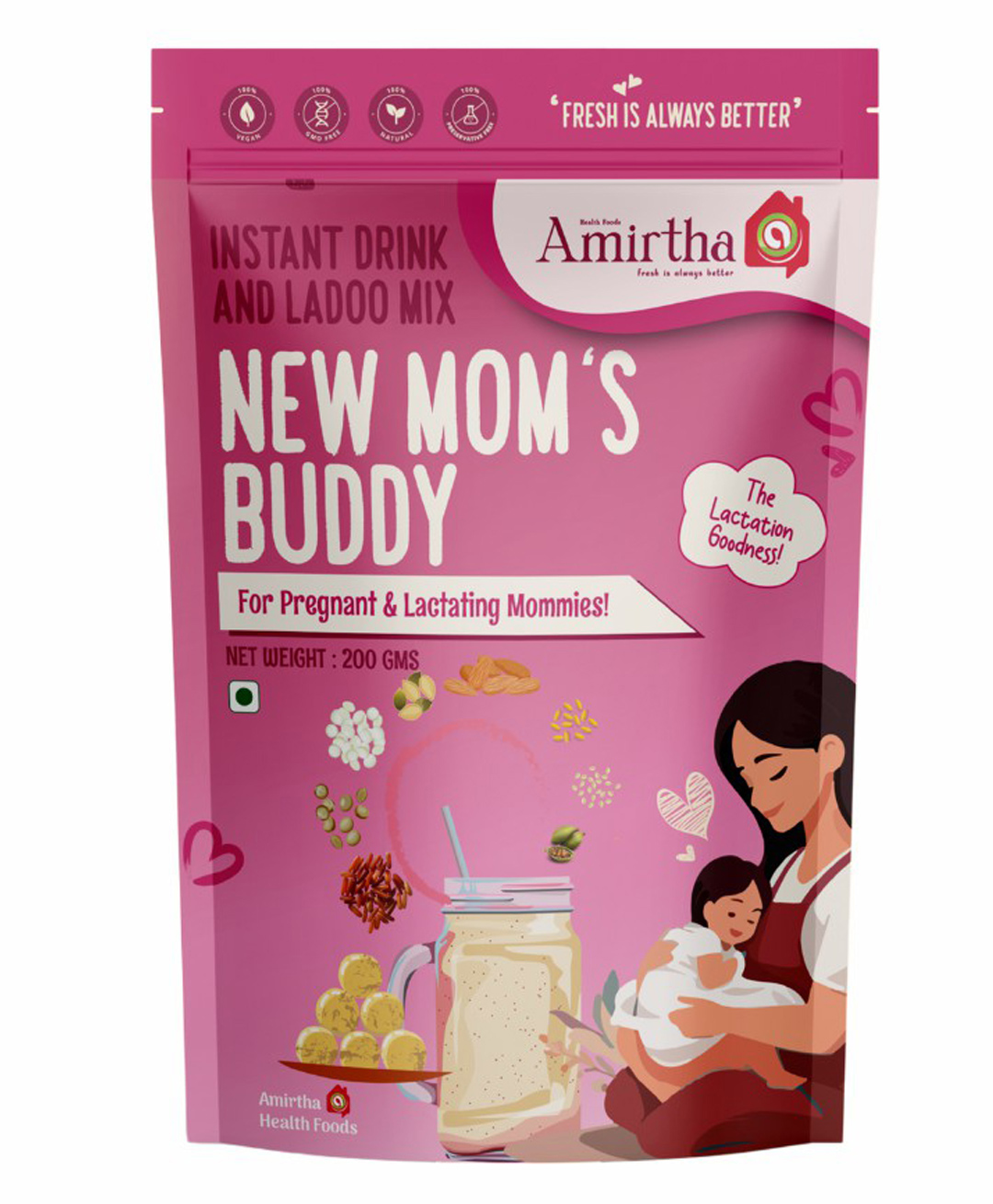 Amirtha Health Foods - New Moms Buddy - 900g | Lactation drink | Increases Breastmilk supply