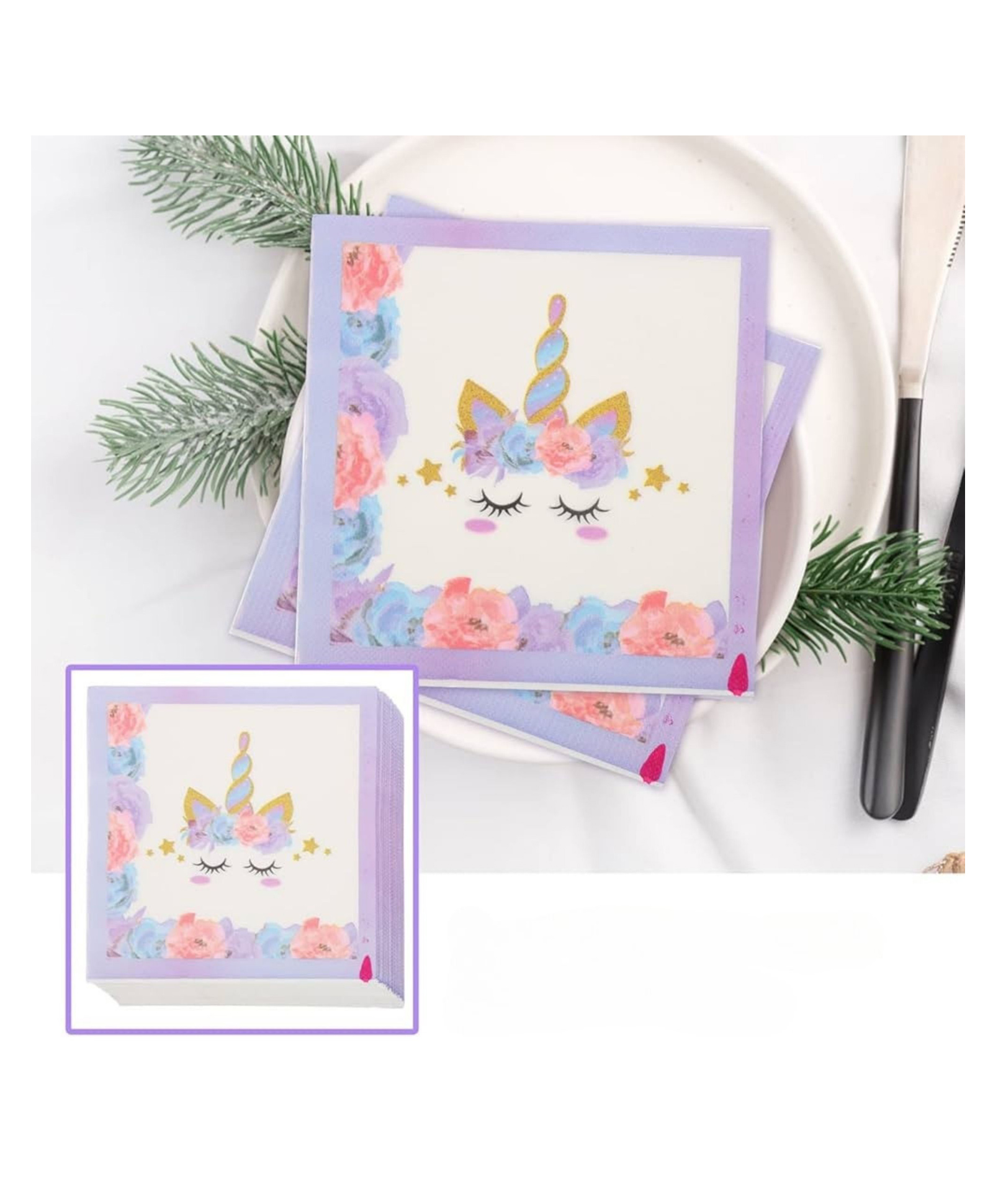 Party Anthem 2 Ply Dreamy Unicorn Paper Napkins Lilac - Pack of 40