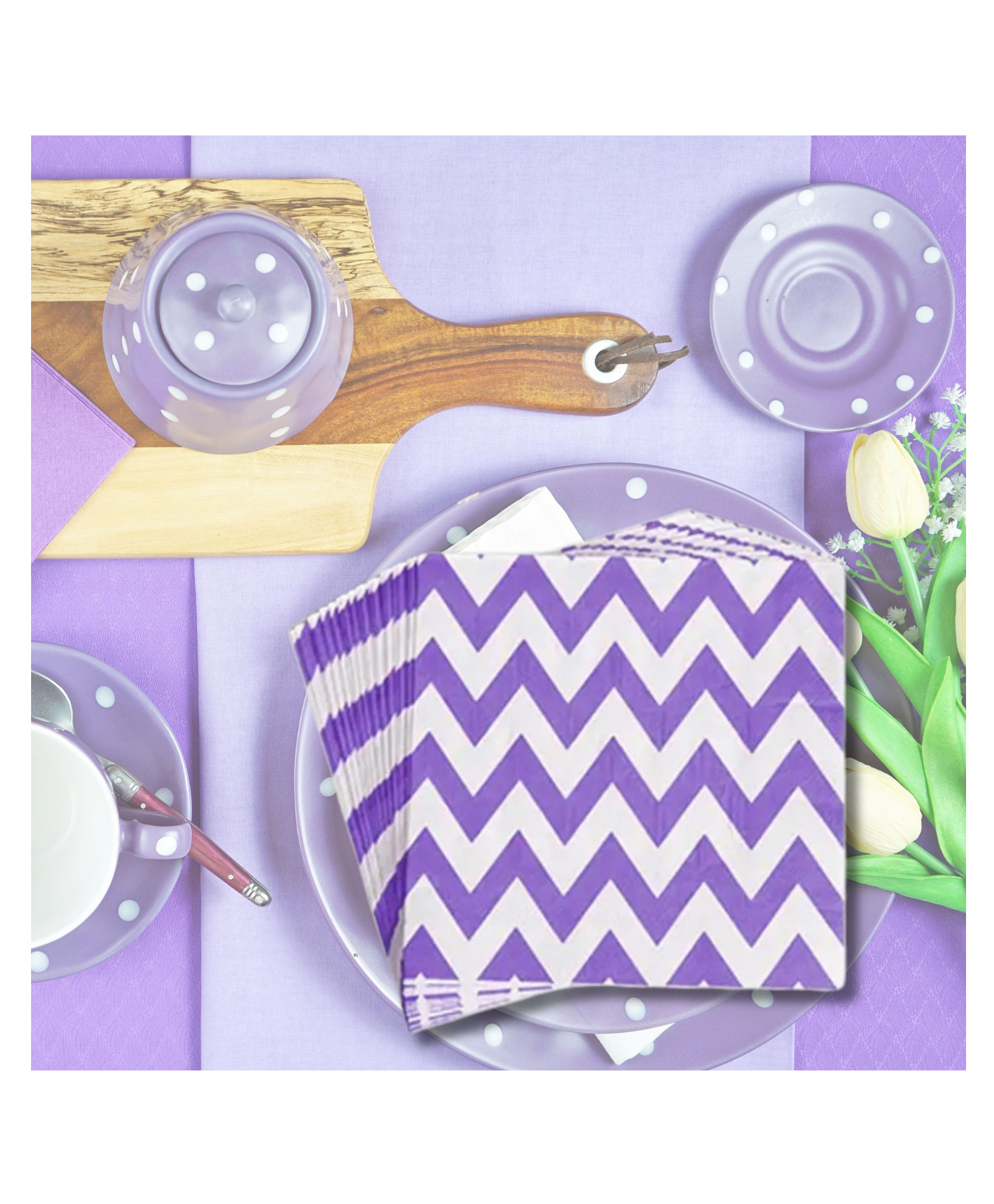 Party Anthem 2 Ply Chevron Purple Paper Napkins - Pack of 40