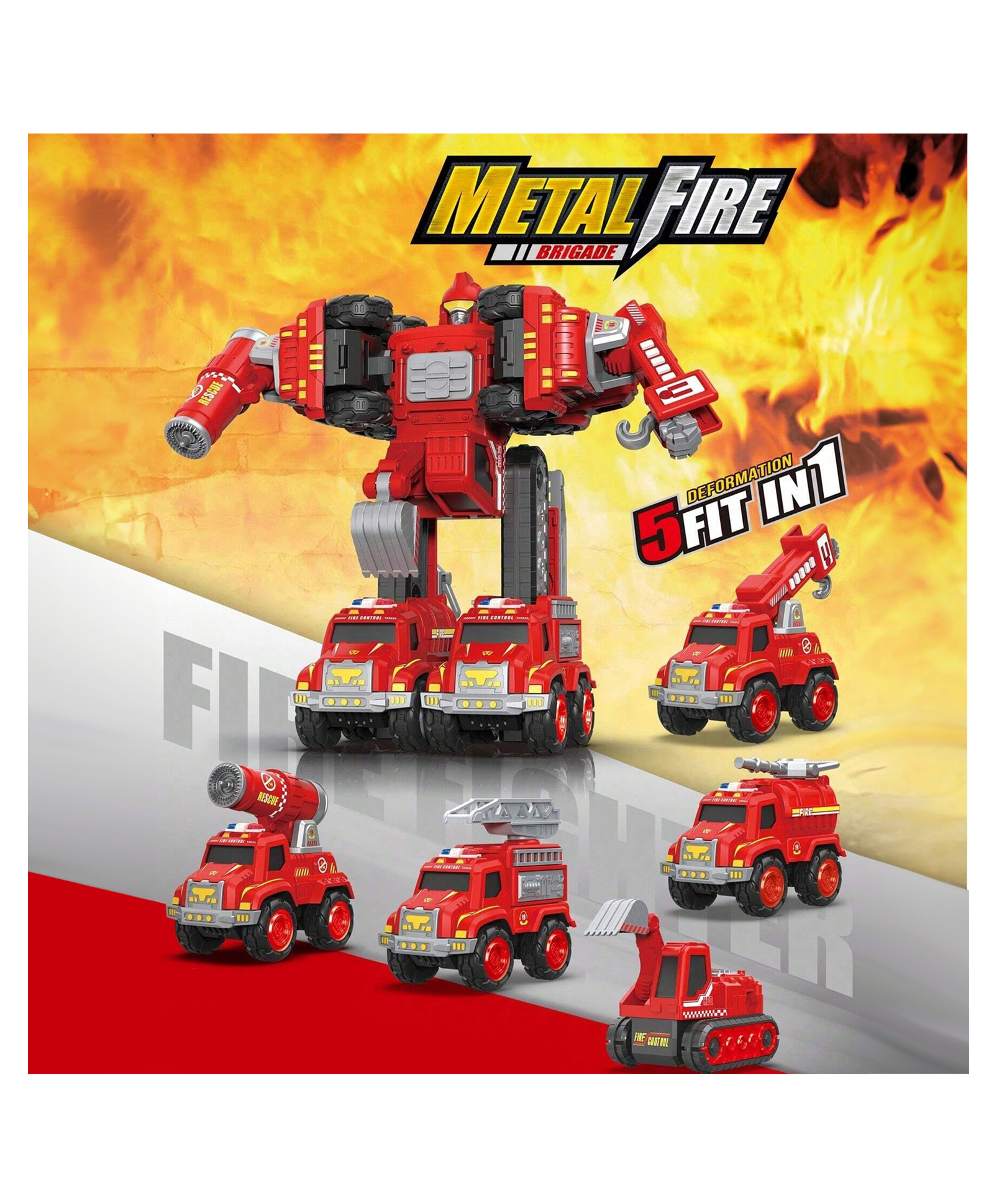 Kidology 5-in-1 Transforming Robot Toys SetConstruction Vehicle Action Figures for Boys 3-7 | STEM Building Toys & Birthday Gift for Kids-picture-17