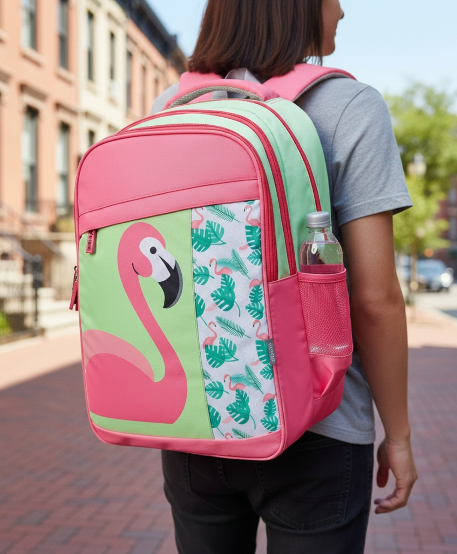 VISMIINTREND 19-Inch School Bag for Boys & Girls - Spacious, Lightweight, Durable Backpack with Multiple Compartments & Water-Resistant Material - Tropical - Pink-Height 19 Inches-image-37