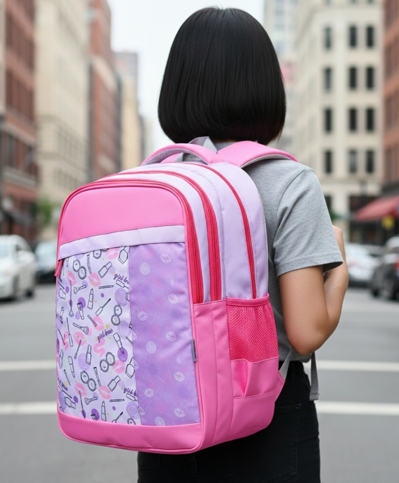 VISMIINTREND 19-Inch School Bag for Boys & Girls - Spacious, Lightweight, Durable Backpack with Multiple Compartments & Water-Resistant Material - Cosmo - Pink-Height 19 Inches-image-34