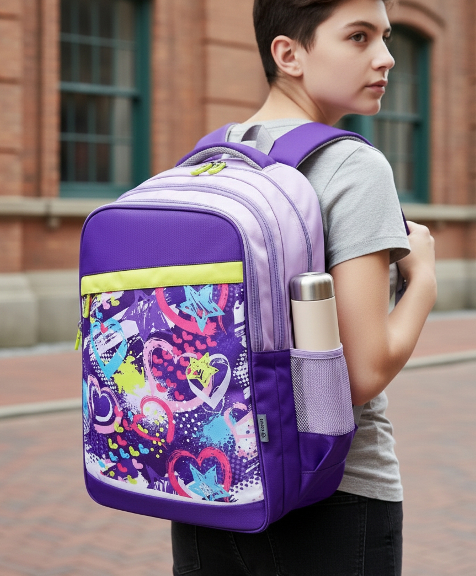 VISMIINTREND 19-Inch School Bag for Boys & Girls - Spacious, Lightweight, Durable Backpack with Multiple Compartments & Water-Resistant Material - LIT - Purple-Height 19 Inches-image-4