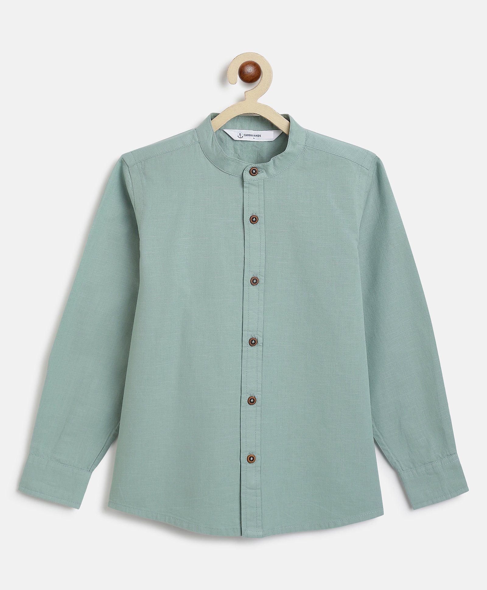 Campana 100% Cotton Full Sleeves Solid Shirt - Green-picture-16