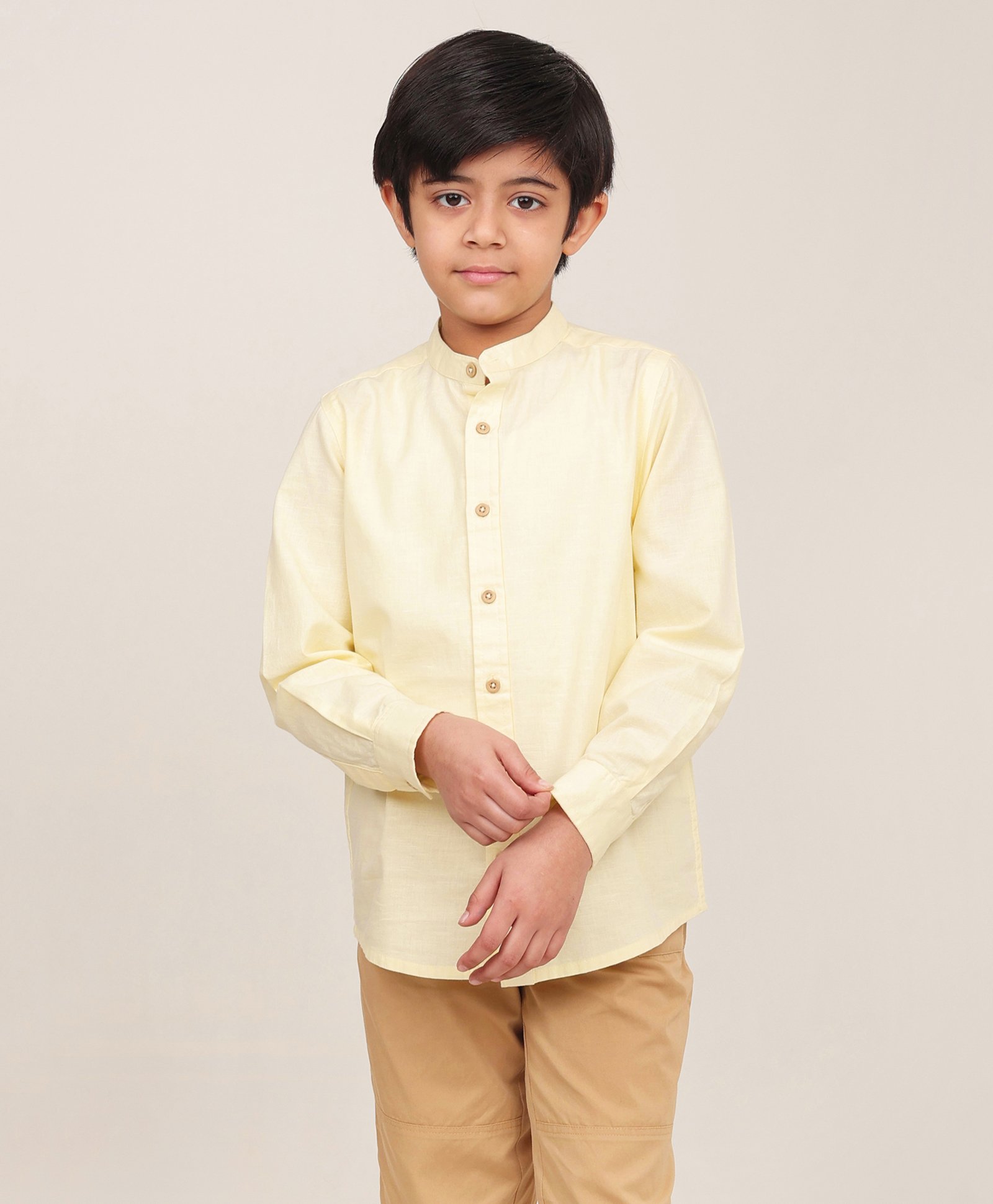 Campana 100% Cotton Full Sleeves Solid Shirt - Lemon Yellow-picture-37