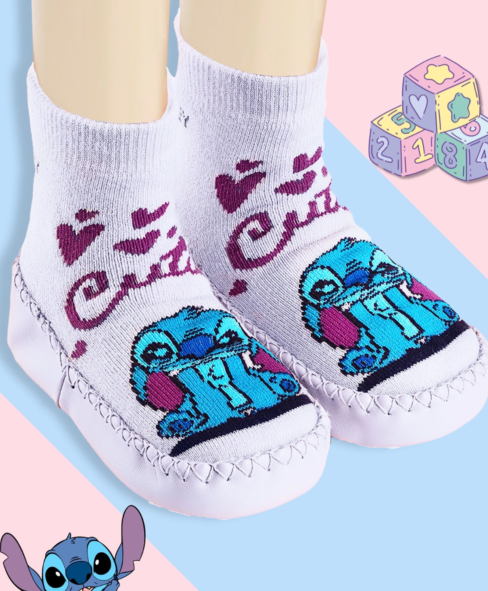 Disney by Yellow Bee Lilo & Stitch Featuring Character Designed Sock Shoes - Purple-picture-31