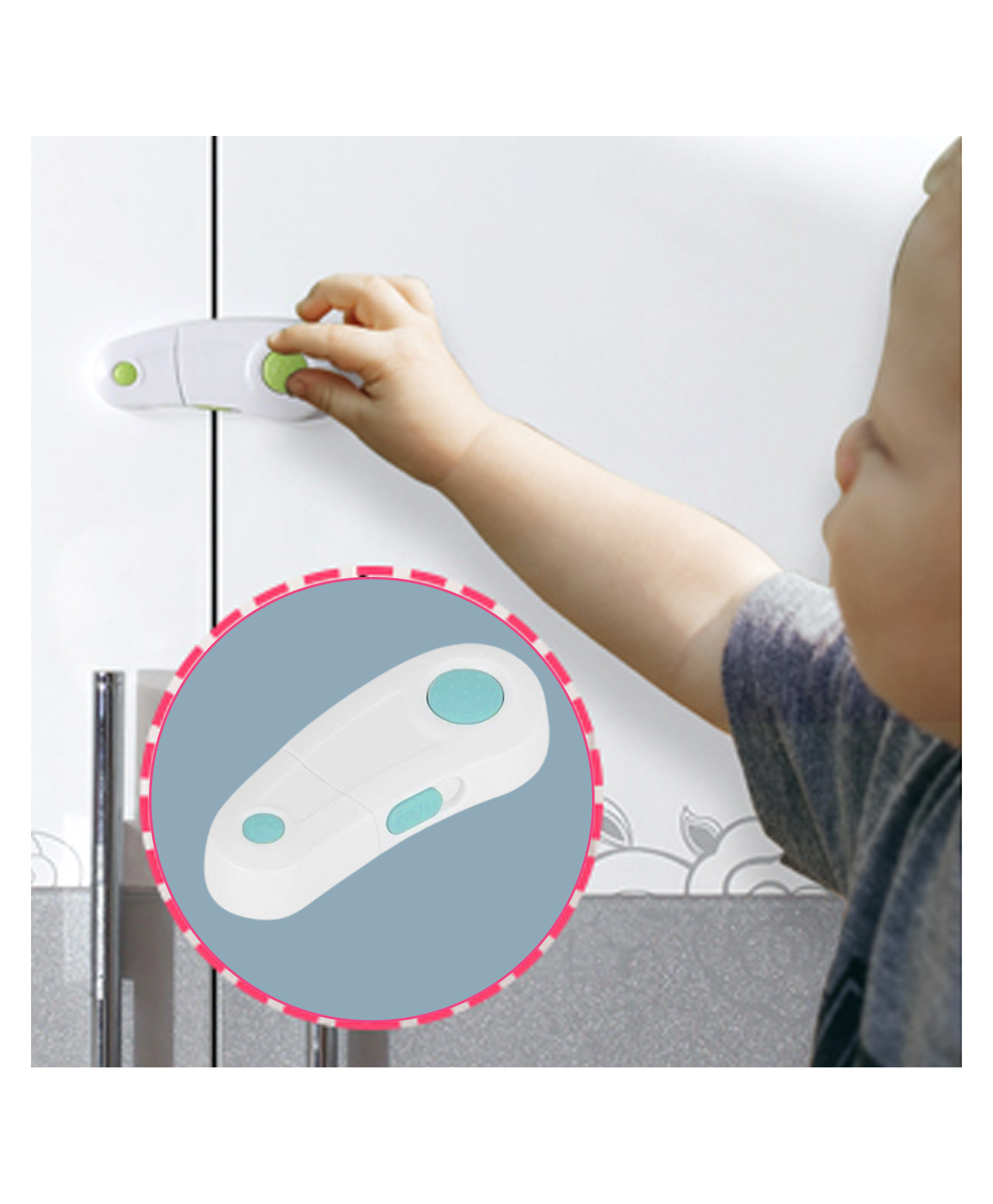 Safe-O-Kid BPA-Free Premium Pre-Taped Cupboard/Wardrobe/Drawer Lock - Child Safety, Easy Installation, Blends with Home Decor, Heavy-Duty Protection for Kitchens, Bathrooms, Bedrooms, and More-image-2