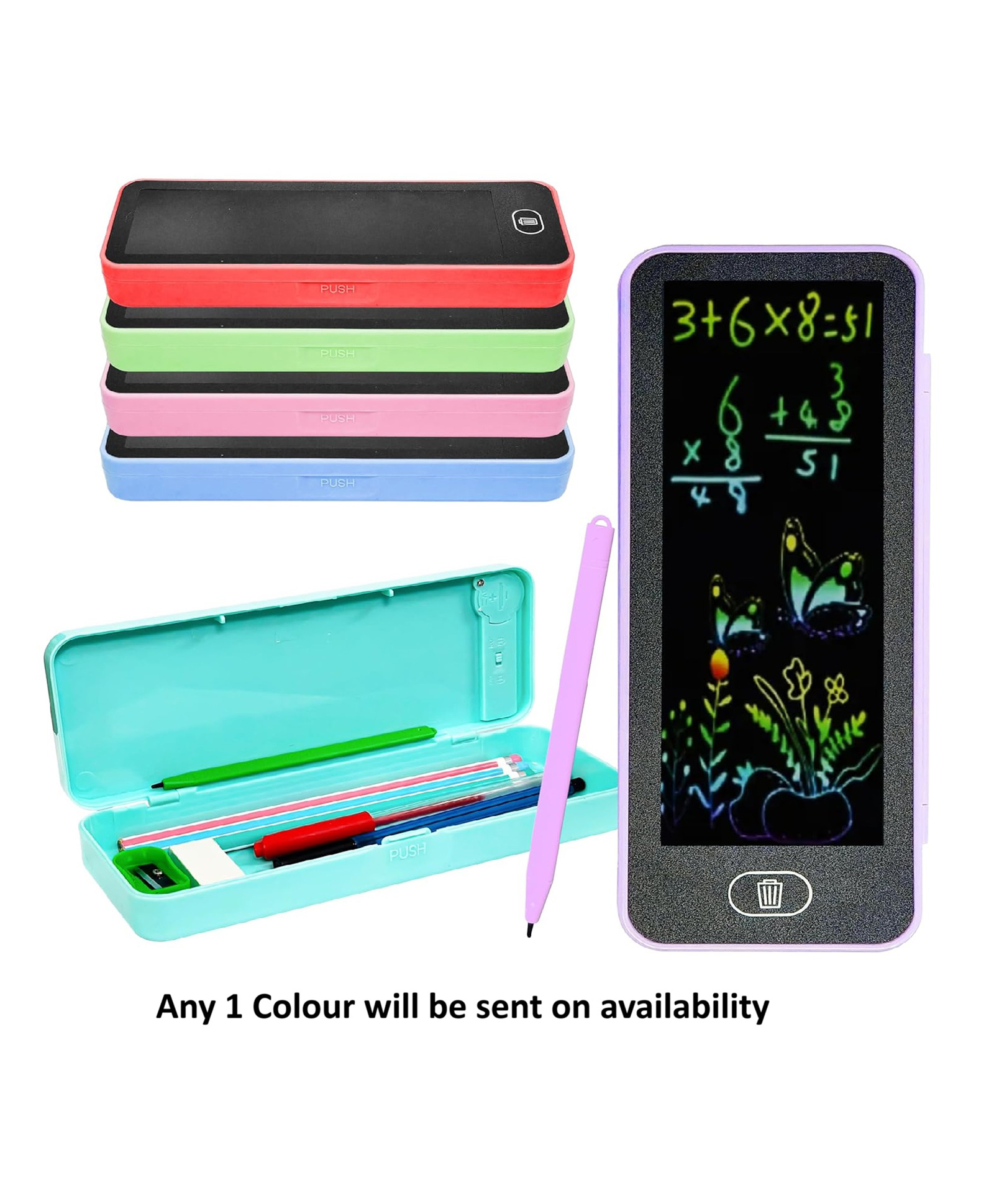 Azhari 2-in-1 LCD Writing Tablet and Pencil Case for Kids Color & Design May Vary-picture-13