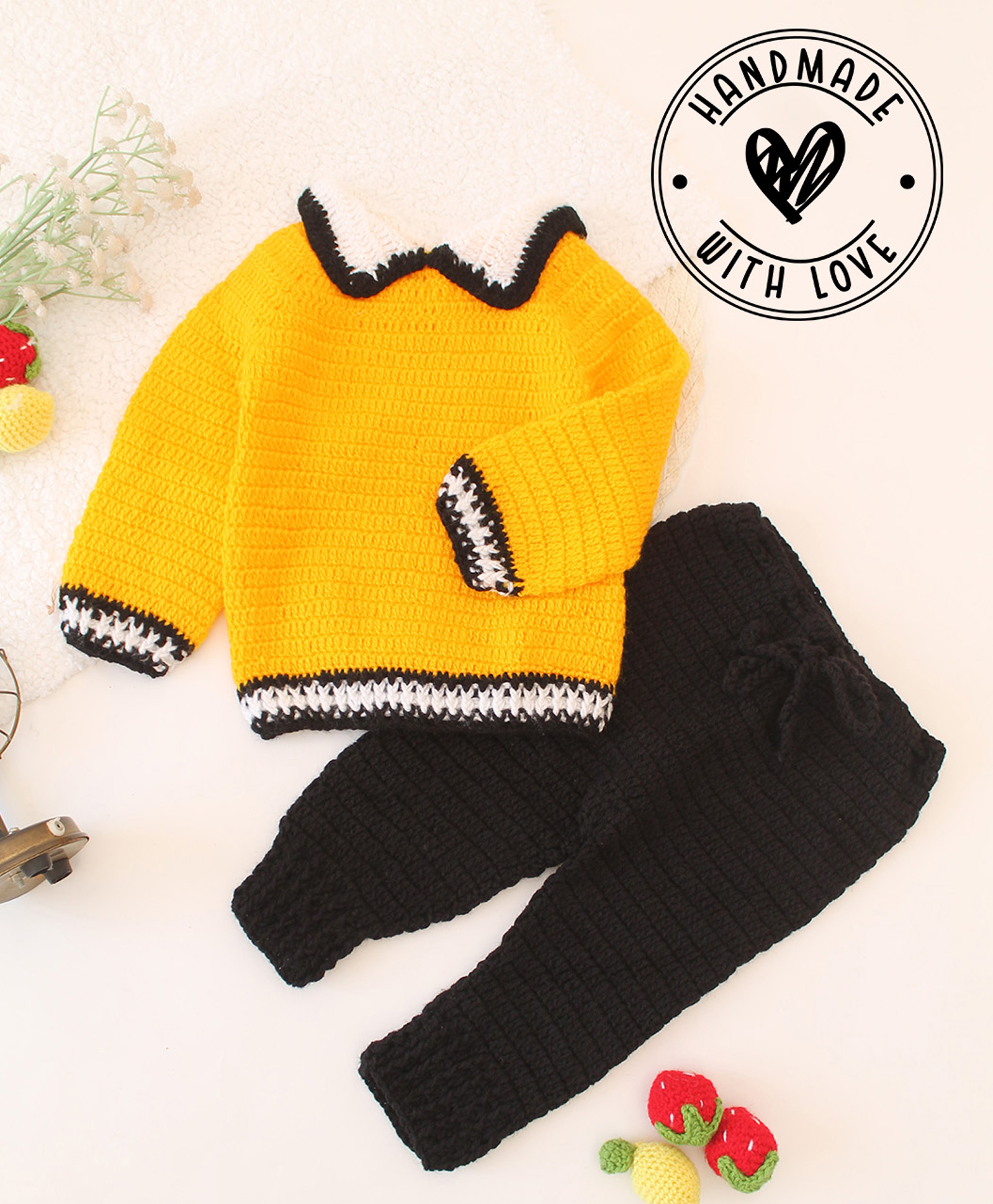 Woonie Full Raglan Sleeves Colour Blocked Sweater Set - Orange-image-45