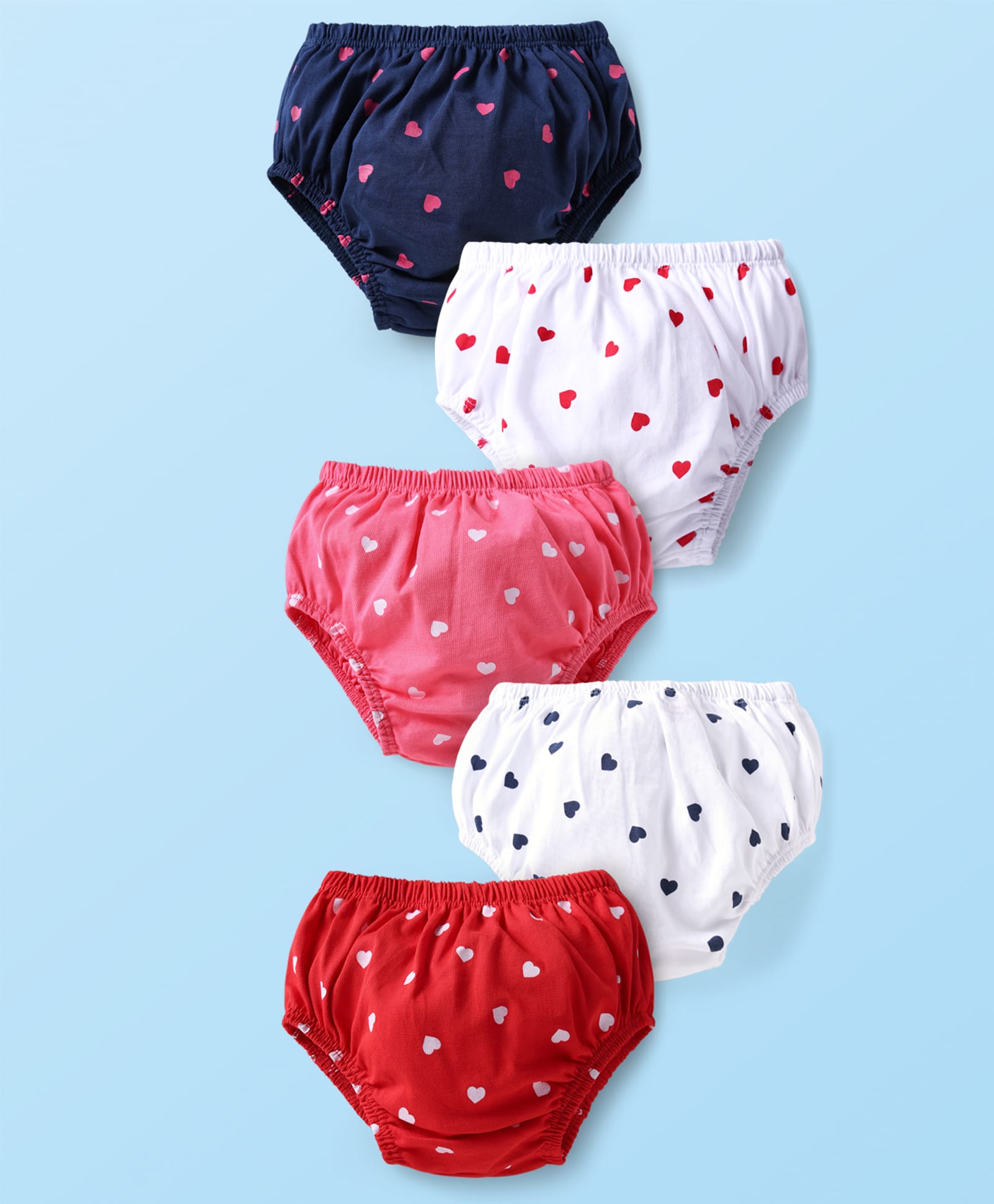 Doodle Poodle 100% Cotton Hearts Printed Panties Pack Of 5 - Multicolour-image-37