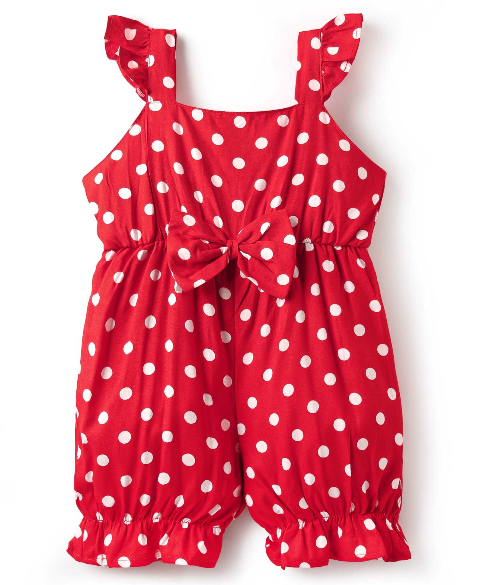 Mark & Mia Woven SleevelessJumpsuit With Polka Dots Frill & Bow Detailing - Red-picture-18