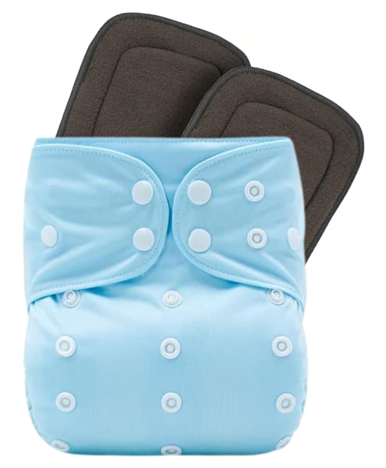 AEREX Reusable Baby Cloth Diapers For 6 Months to 3 Years With 2 Black Insert Pads Leak Proof Washable Diapers For New Born Babies Adjustable Pocket Cloth Diaper Nappies (Light Blue)-image-18