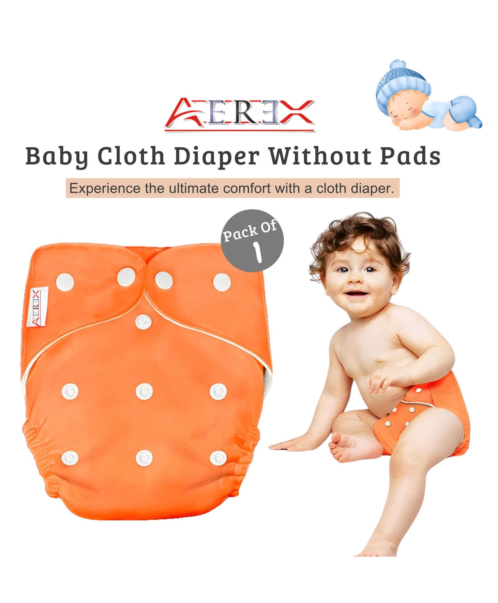 AEREX Reusable Cloth Diapers For Baby 6 Months to 3 Years Without Insert Pads Leak Proof Washable Diapers For New Born Babies Adjustable Pocket Cloth Diaper Nappies (Multicolor, Pack of 1)-image-37