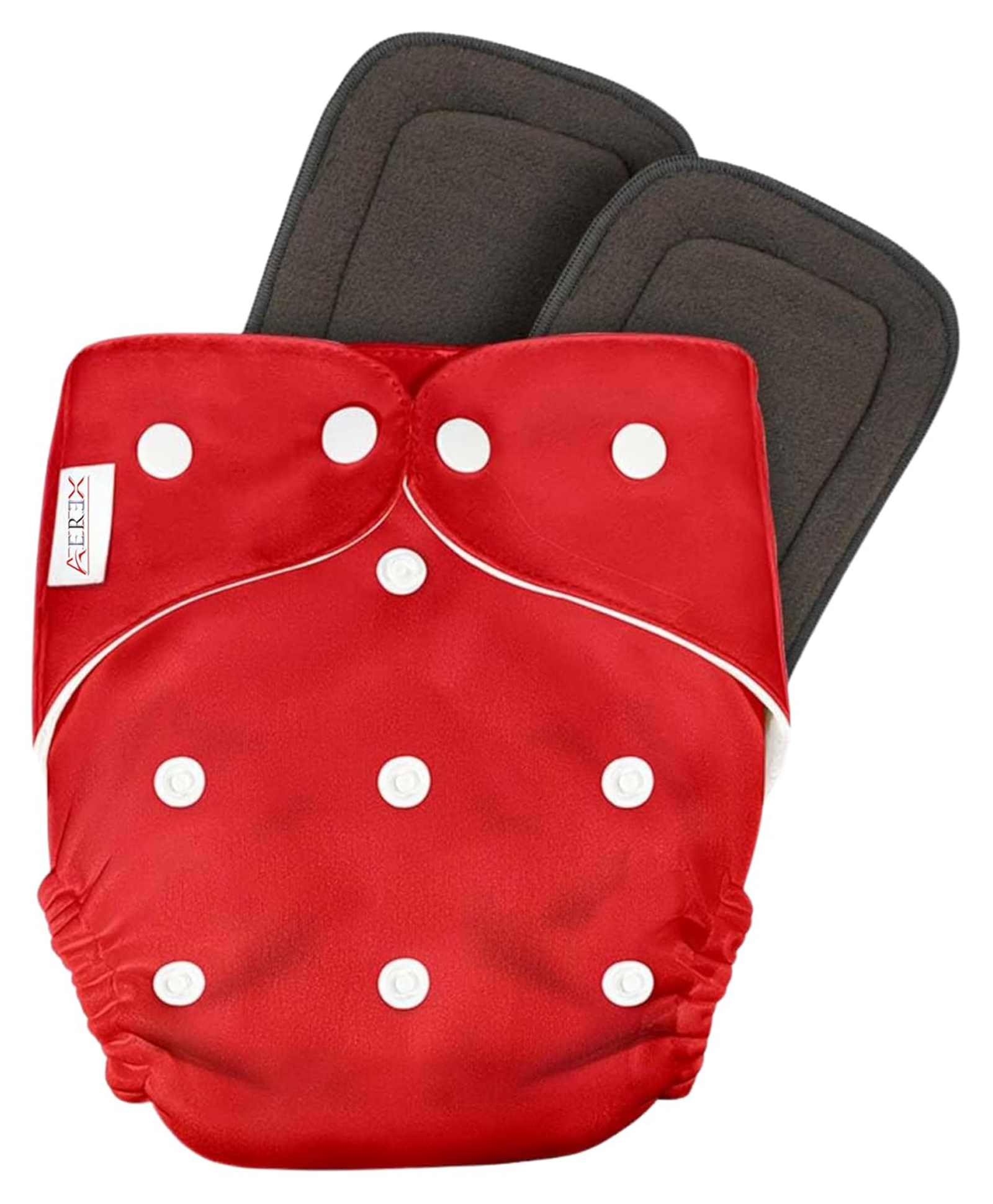 AEREX Reusable Baby Cloth Diapers For 6 Months to 3 Years With 2 Black Insert Pads Leak Proof Washable Diapers For New Born Babies Adjustable Pocket Cloth Diaper Nappies (Red)-image-26