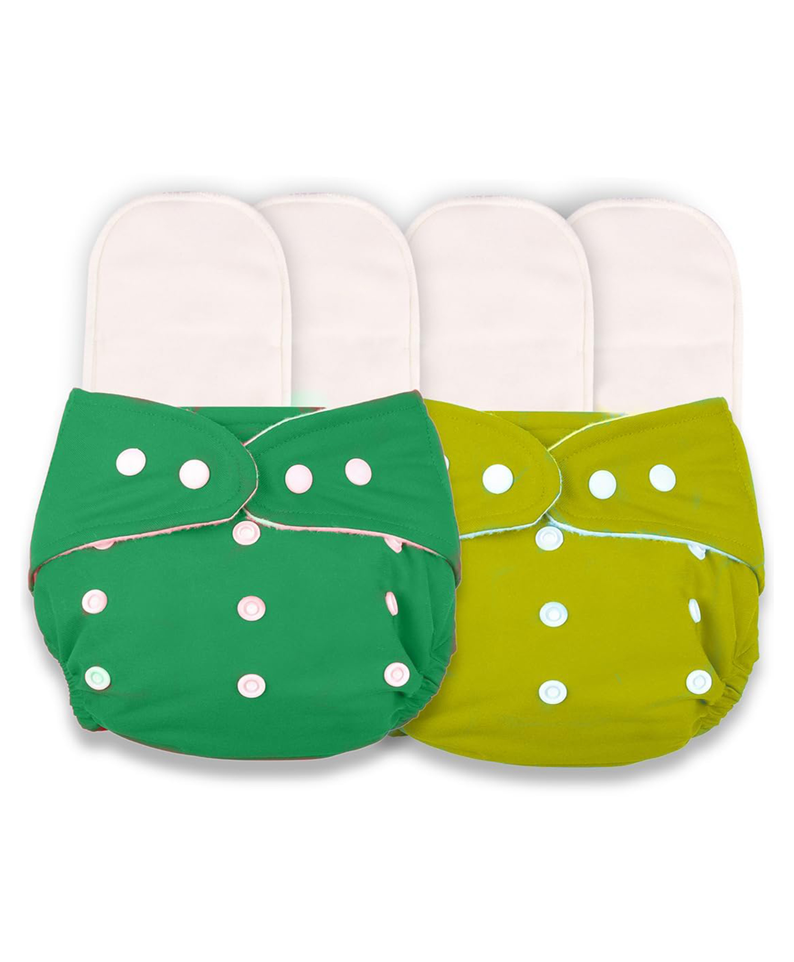 AEREX Reusable Baby 2 Cloth Diapers For 6 Months to 3 Years With 4 Insert Pads Leak Proof Washable Diapers For New Born Babies Adjustable Pocket Cloth Diaper Nappies (Green & Yellow)-image-46
