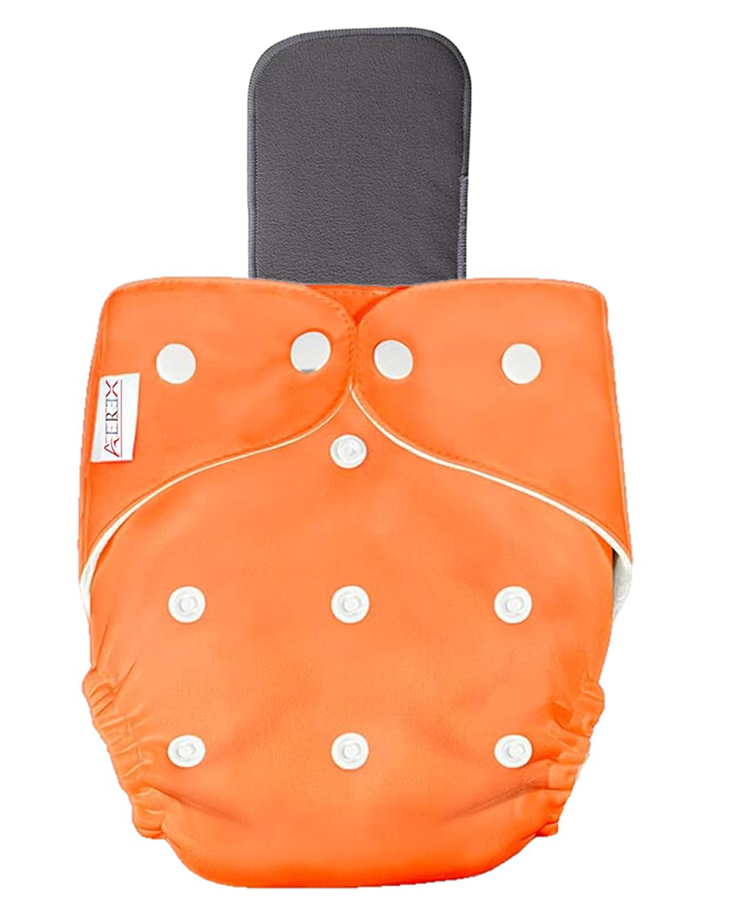AEREX Reusable Baby 1 Cloth Diapers For 6 Months to 3 Years With 1 Black Insert Pad Leak Proof Washable Diapers For New Born Babies Adjustable Pocket Cloth Diaper Nappies (Orange)-image-48