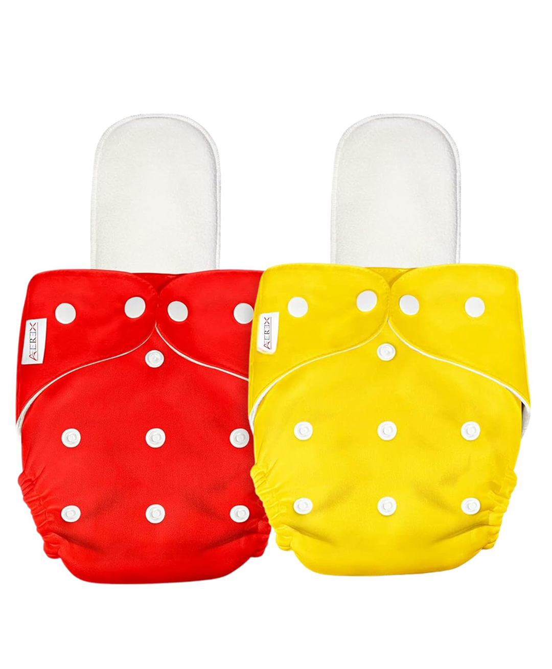 AEREX Reusable Baby 2 Cloth Diapers For 6 Months to 3 Years With 2 Insert Pads Leak Proof Washable Diapers For New Born Babies Adjustable Pocket Cloth Diaper Nappies (Red & Yellow)-image-40