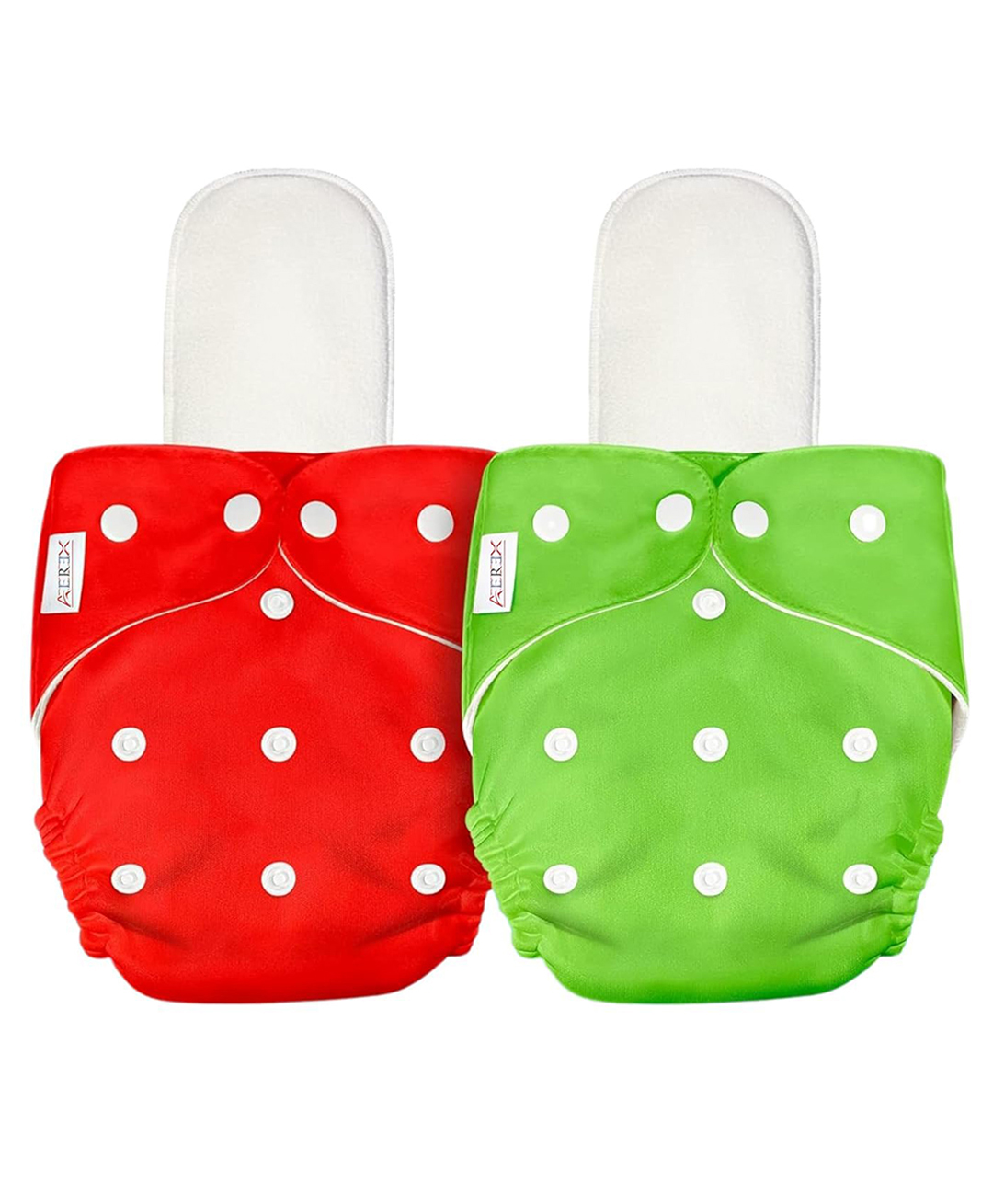 AEREX Reusable Baby 2 Cloth Diapers For 6 Months to 3 Years With 2 Insert Pads Leak Proof Washable Diapers For New Born Babies Adjustable Pocket Cloth Diaper Nappies (Red & Green)-image-44