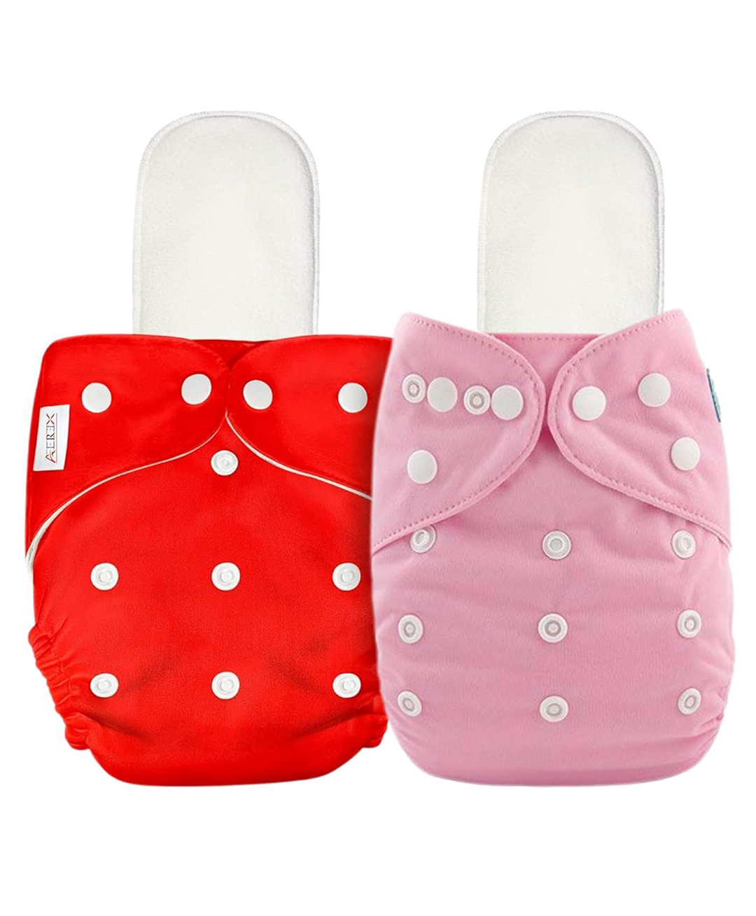 AEREX Reusable Baby 2 Cloth Diapers For 6 Months to 3 Years With 2 Insert Pads Leak Proof Washable Diapers For New Born Babies Adjustable Pocket Cloth Diaper Nappies (Red & Pink)-image-23