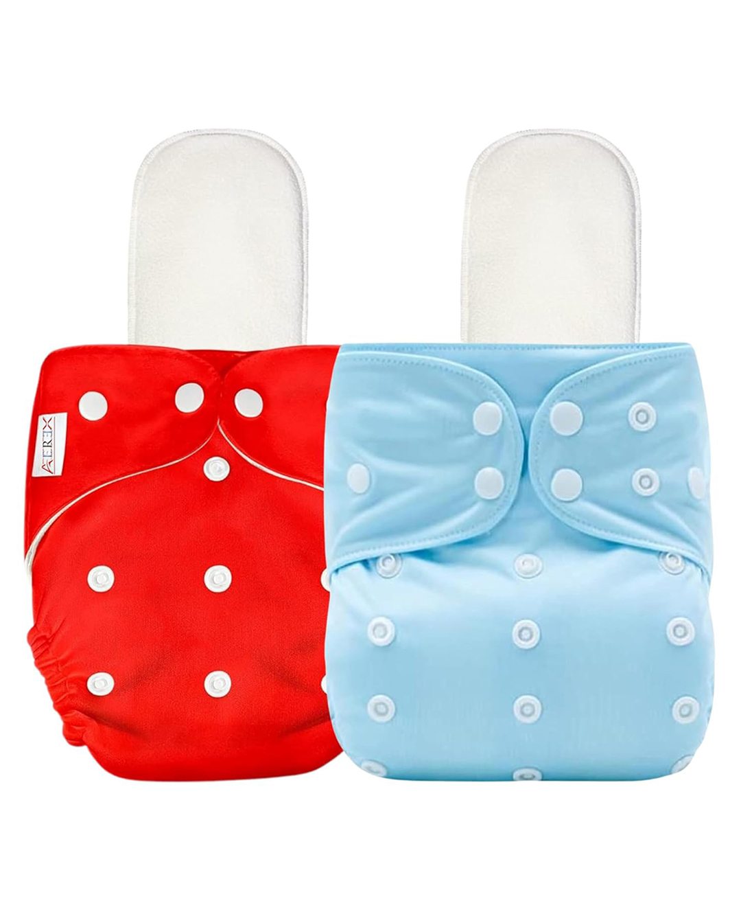 AEREX Reusable Baby 2 Cloth Diapers For 6 Months to 3 Years With 2 Insert Pads Leak Proof Washable Diapers For New Born Babies Adjustable Pocket Cloth Diaper Nappies (Red & Sky Blue)-image-24