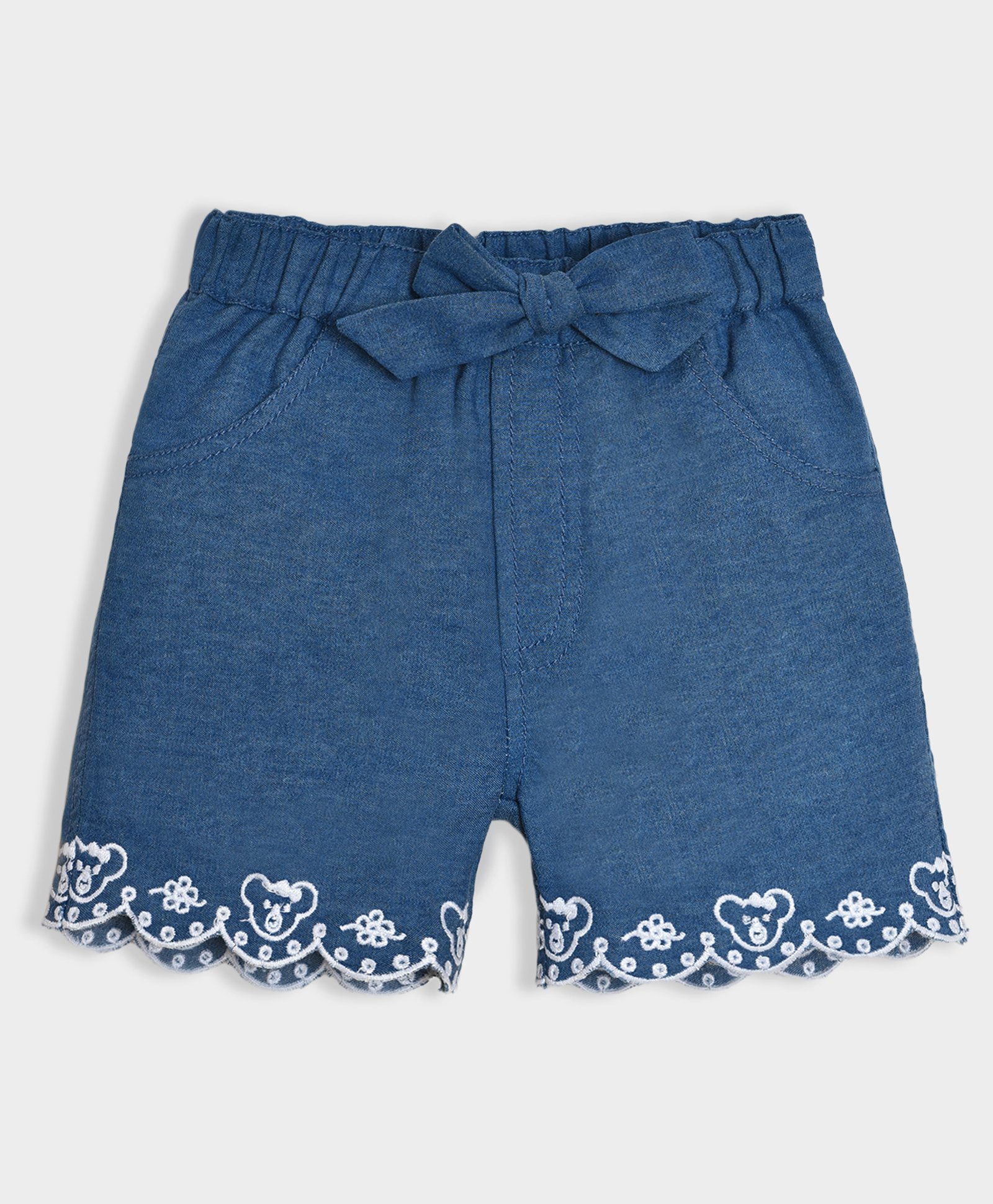 Mi Arcus Denim Floral & Cartoon Embroidered Shorts - Blue-image-21