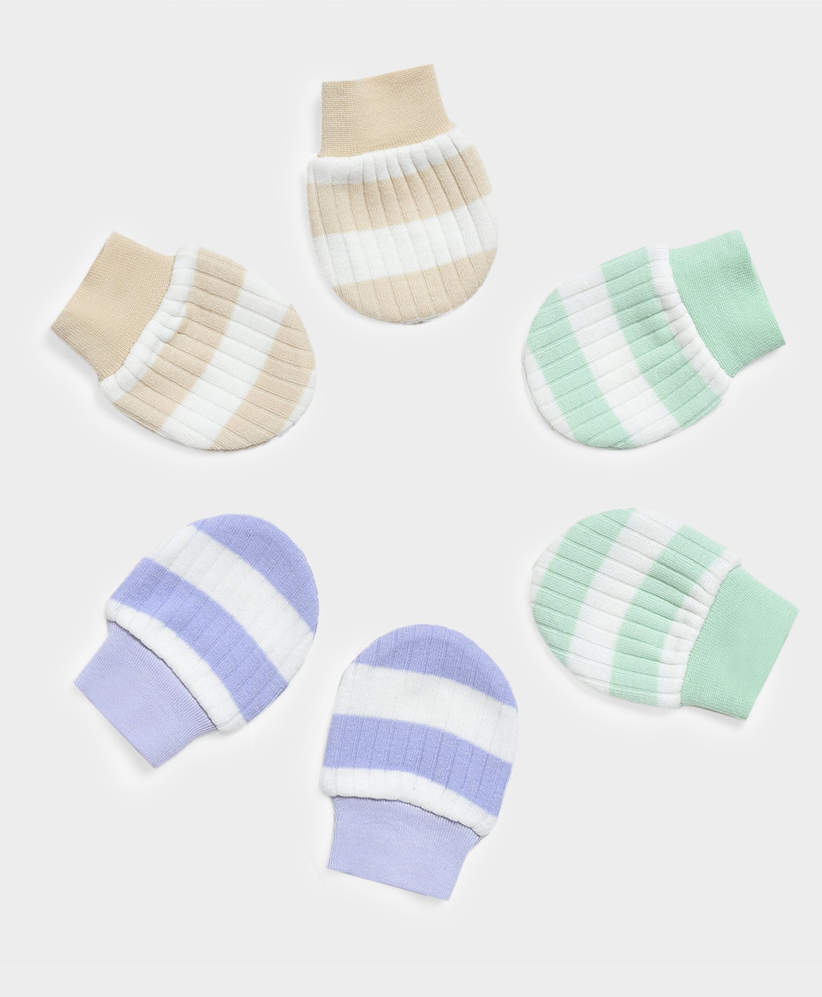 Mi Arcus Pack Of 3 Striped Mittens - Multi Colour-picture-38