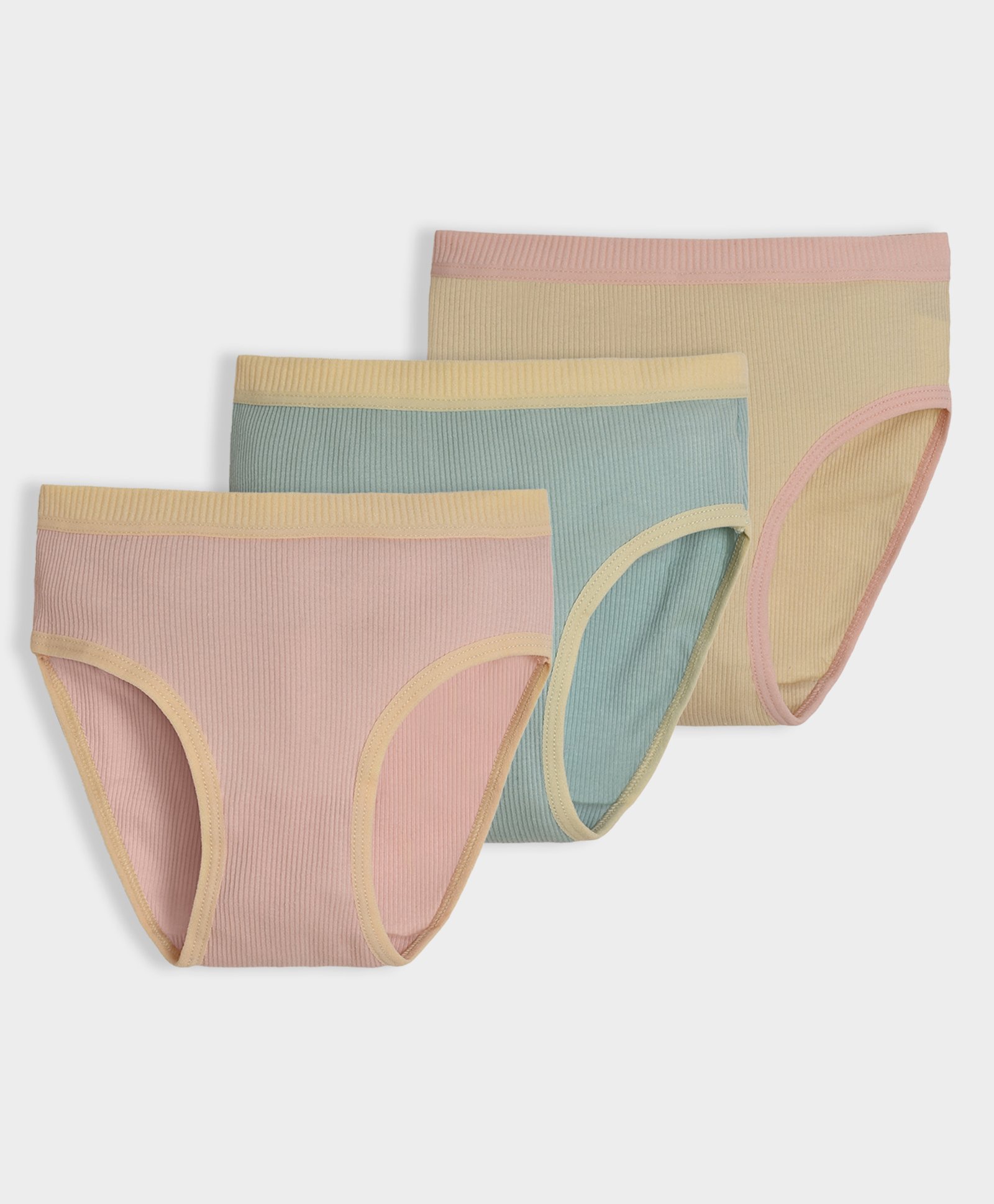 Mi Arcus Cotton Spandex Pack Of 3 Colour Blocked Panties - Multi Colour-image-10