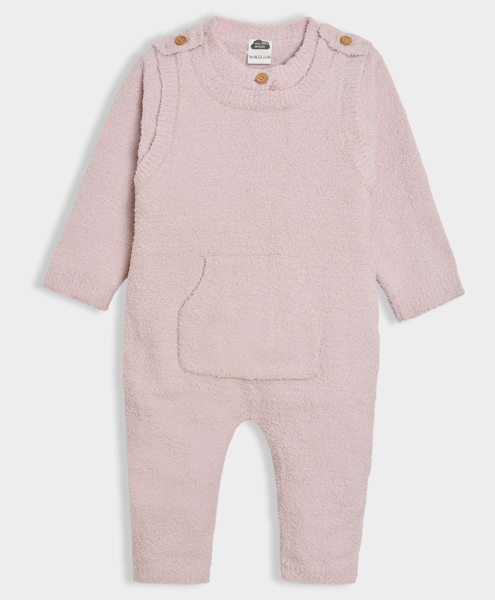 Mi Arcus Fur Detailed Dungaree With Full Sleeves Cardigan - Pink-picture-17