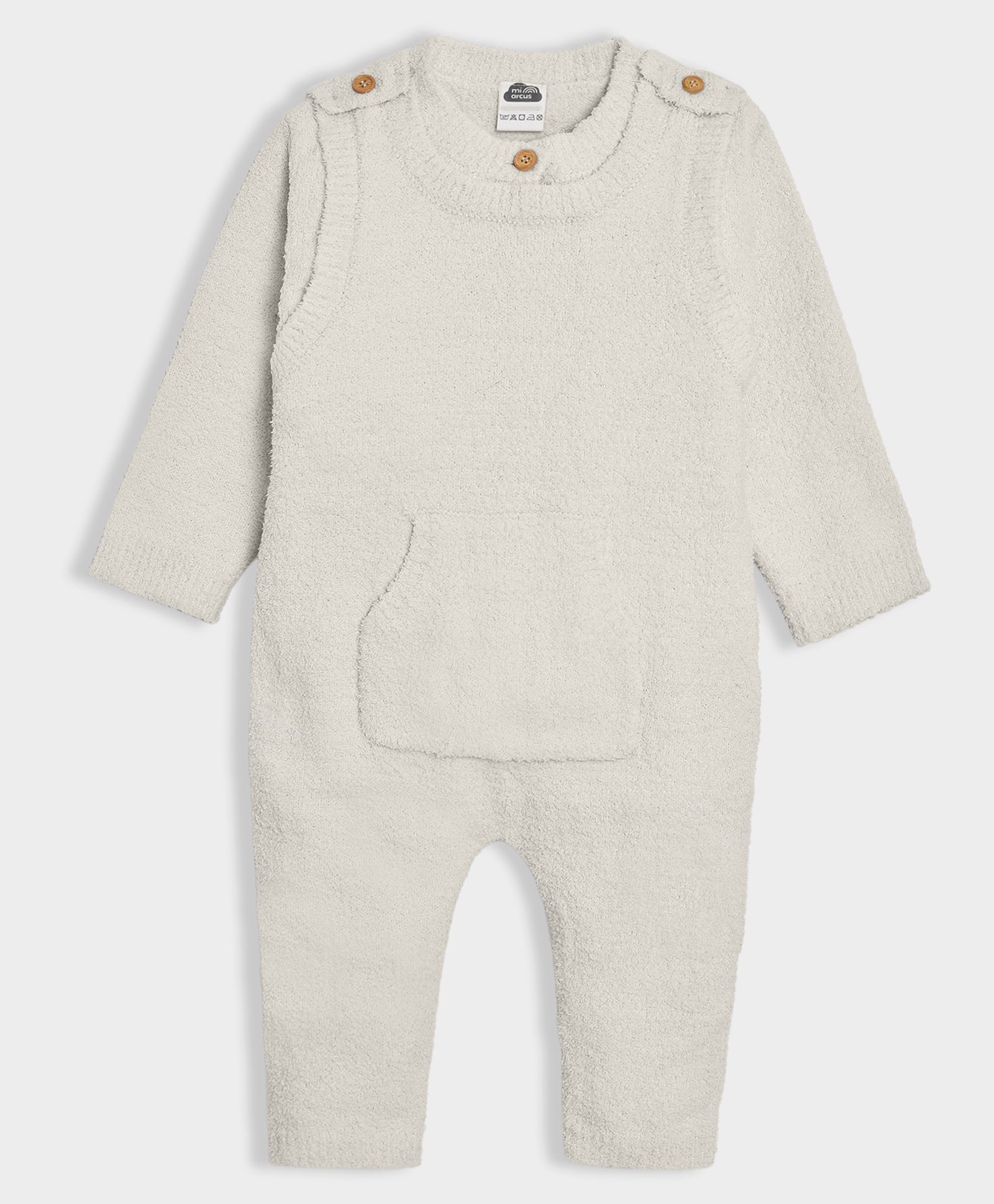 Mi Arcus Fur Detailed Dungaree With Full Sleeves Cardigan - Off White-image-3